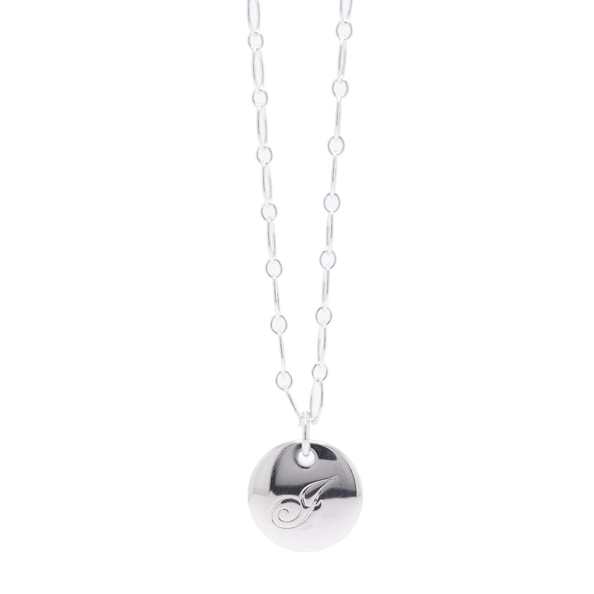 Tiffany & Co. Notes Letter 'J' Disc Charm Pendant Necklace