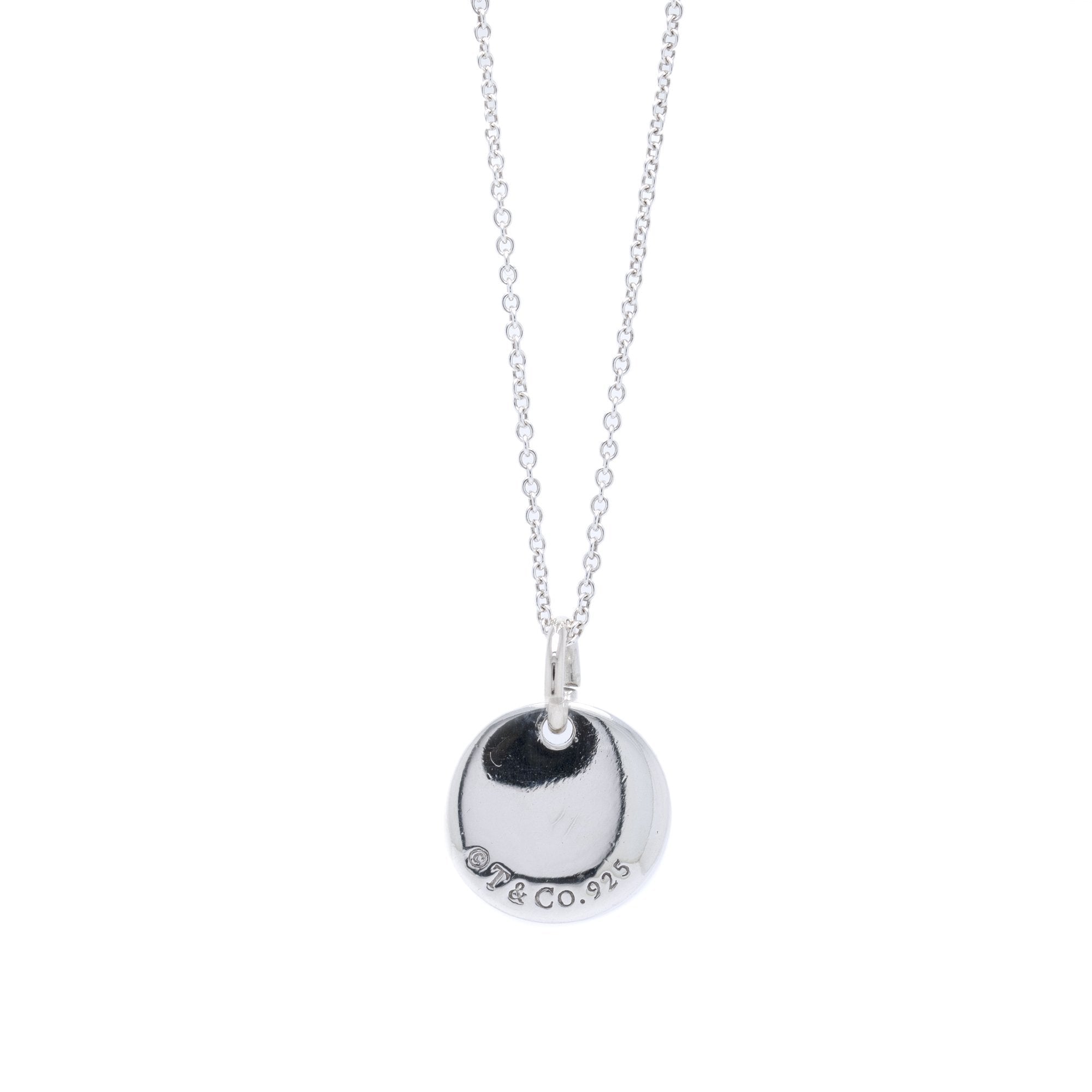 Tiffany & Co. Notes Letter 'P' Disc Charm Pendant Necklace