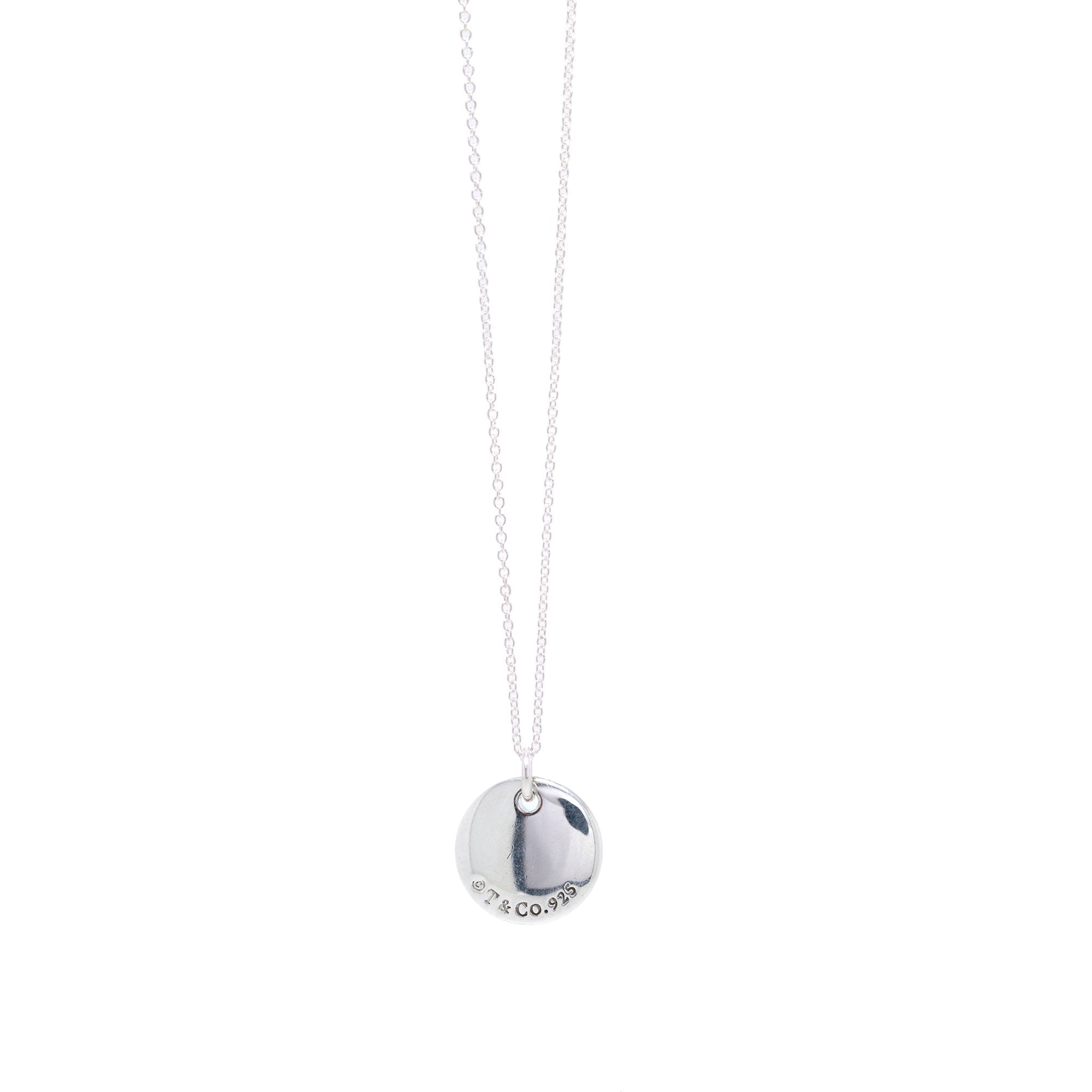 Tiffany & Co. Notes Letter 'R' Disc Charm Pendant Necklace