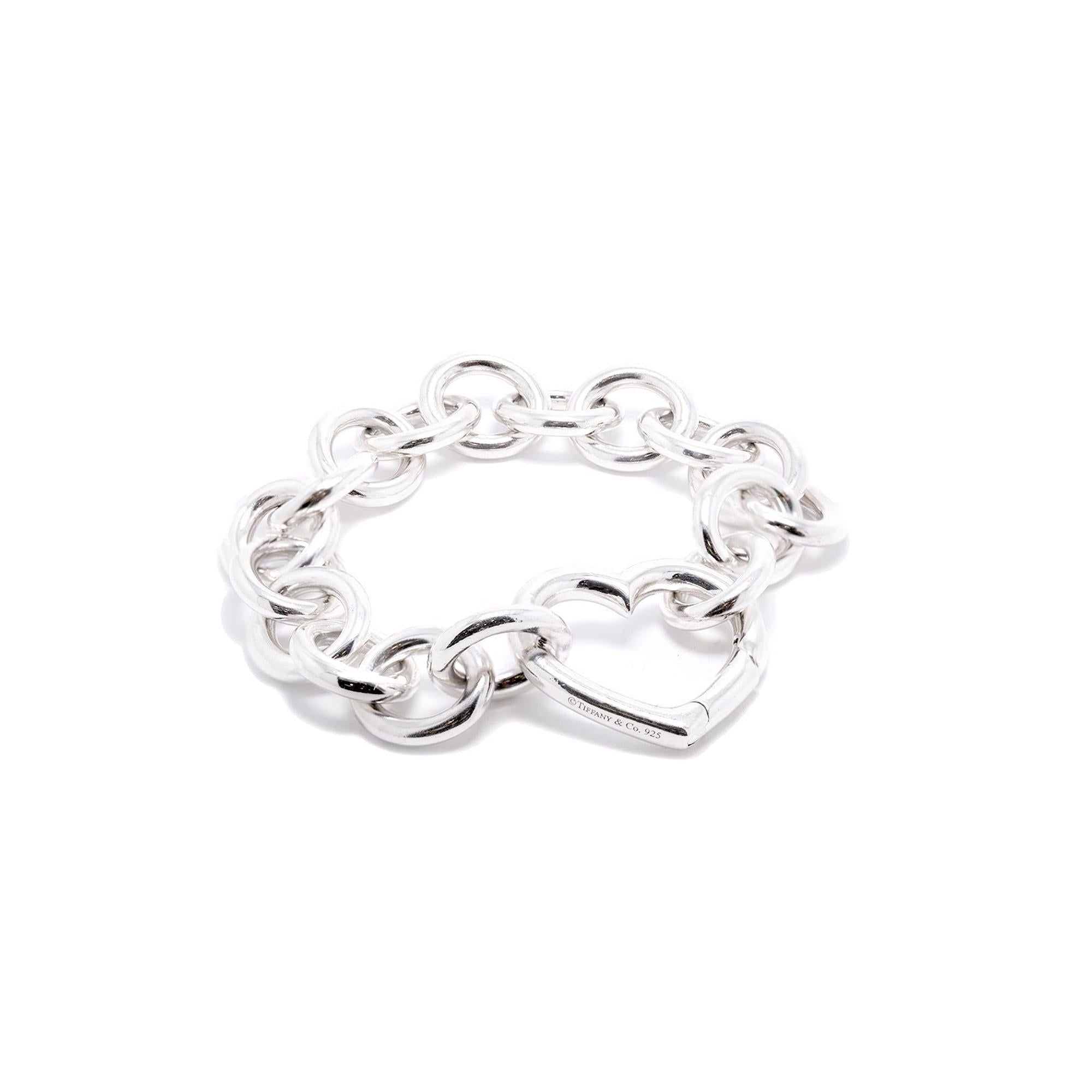 Tiffany & Co. Oval Link Heart Clasp Bracelet