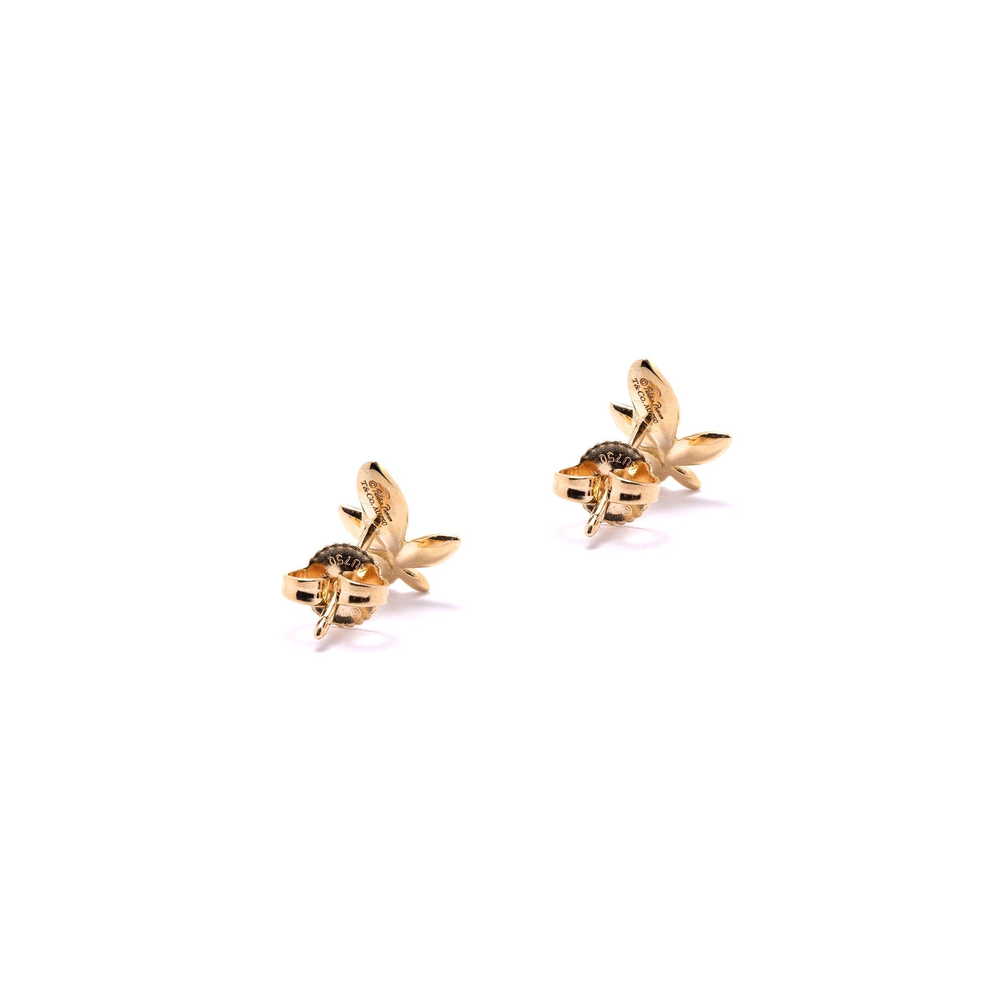 Tiffany & Co. Paloma Picasso 18k Gold Olive Leaf Diamond Earrings