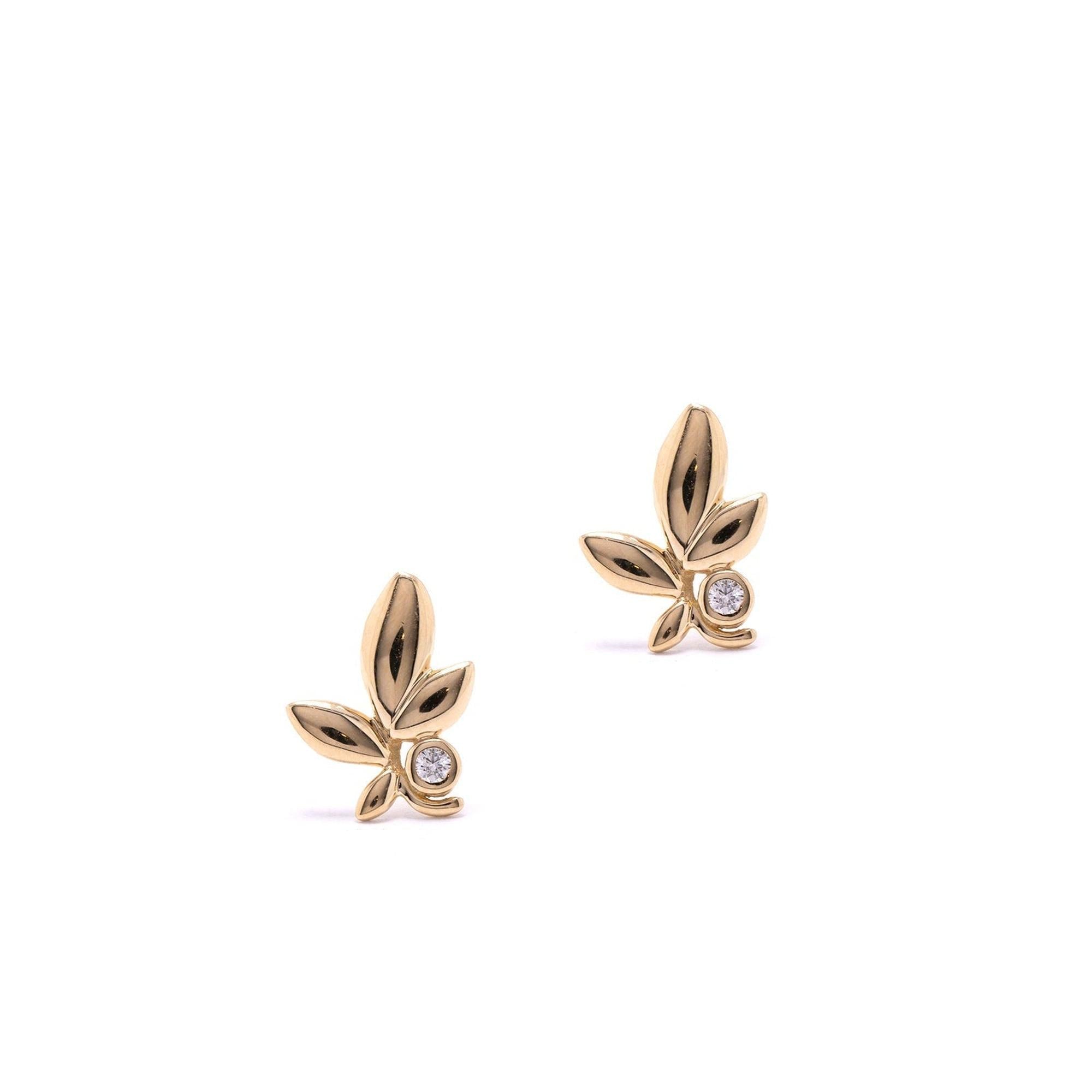 Tiffany & Co. Paloma Picasso 18k Gold Olive Leaf Diamond Earrings