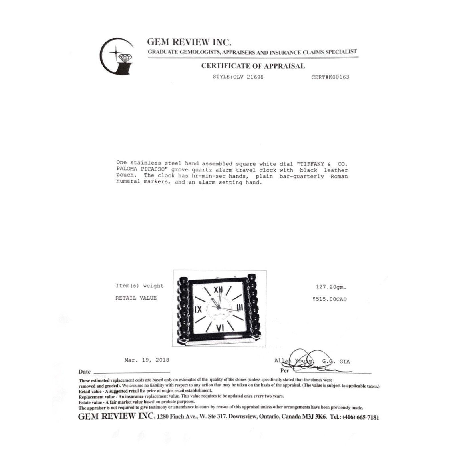 Tiffany & Co. Paloma Picasso Groove Quartz Alarm Travel Clock in Stainless Steel