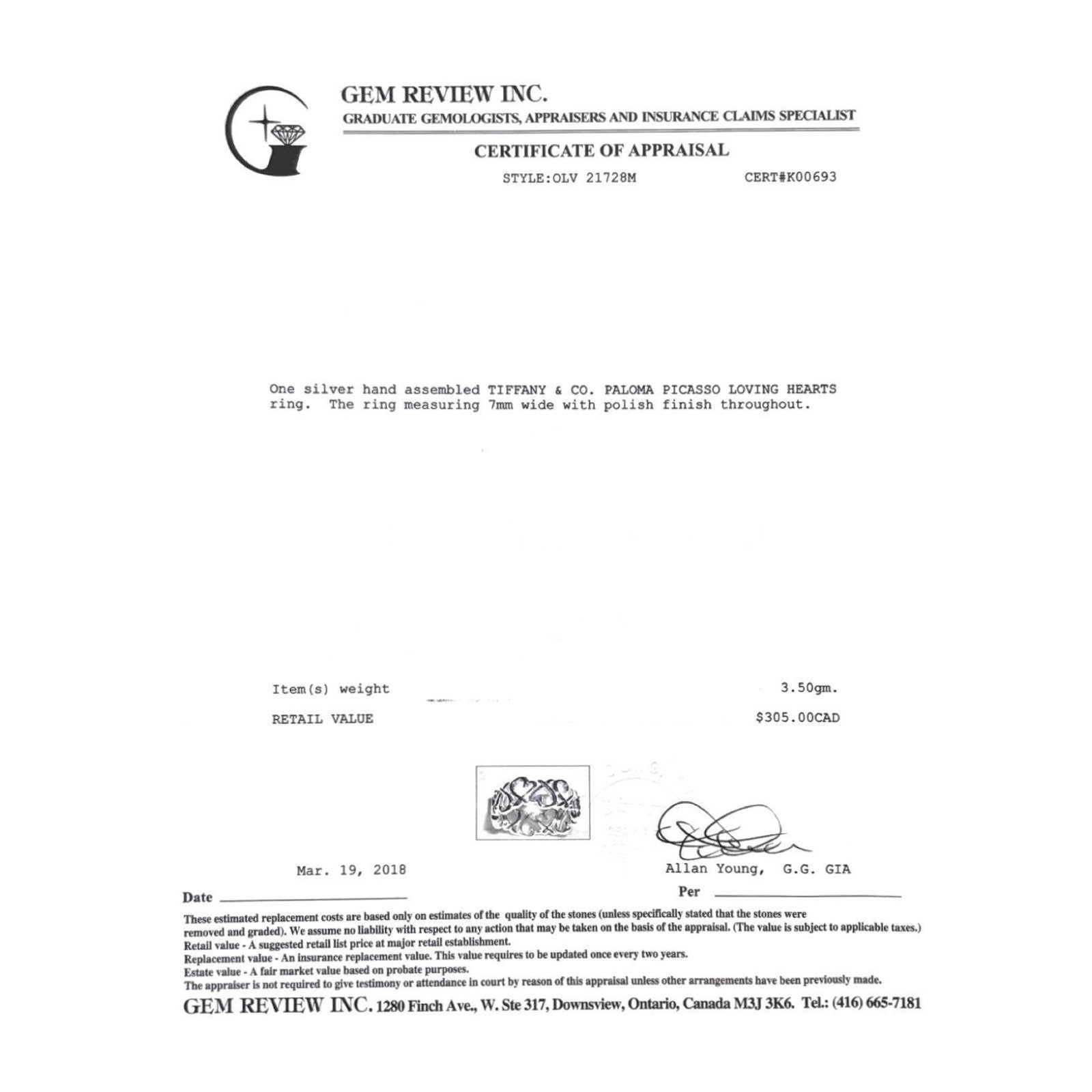 Tiffany & Co. Paloma Picasso Loving Hearts Ring in Sterling Silver