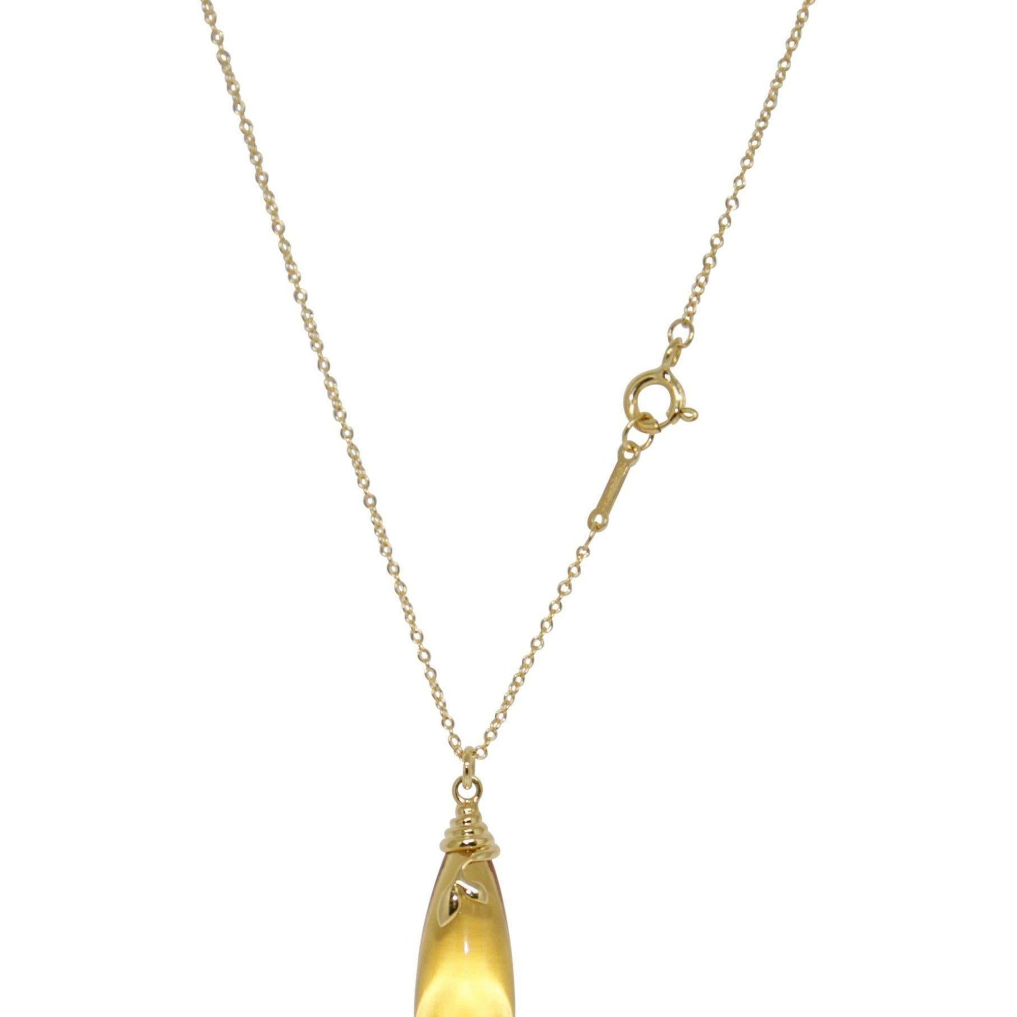 Tiffany & Co. Paloma Picasso Olive Leaf Citrine Drop Pendant Necklace
