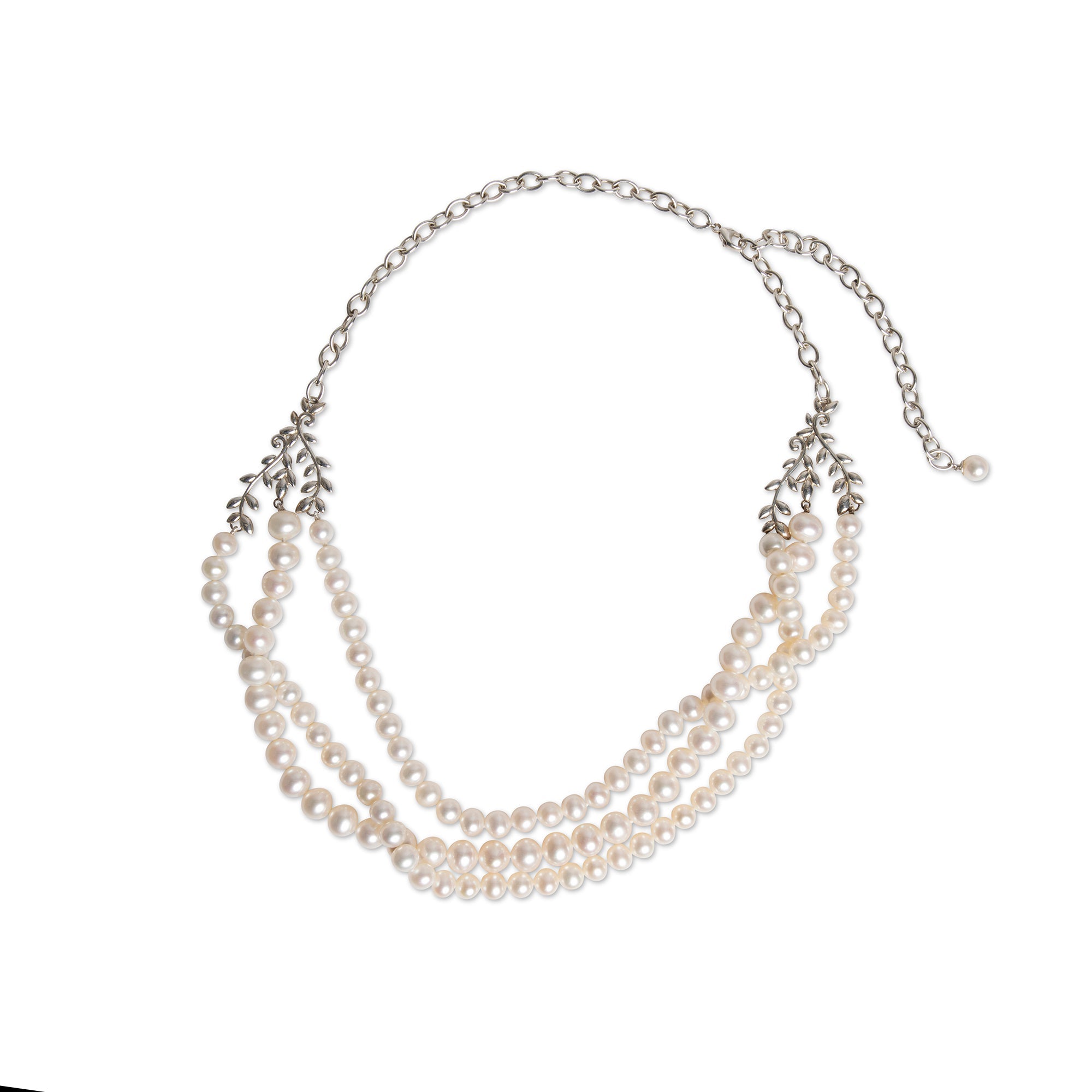 Tiffany & Co. Paloma Picasso Olive Leaf Three-Row Pearl Necklace w/ Box