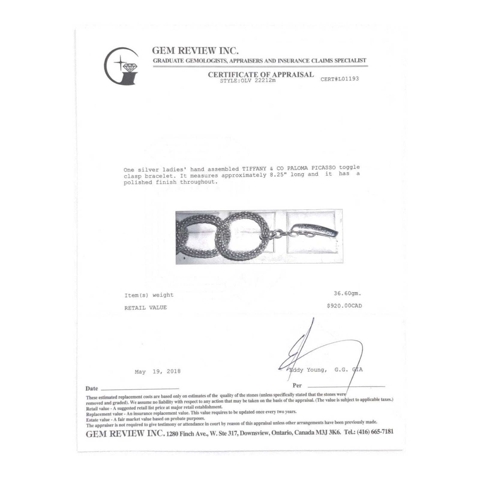 Tiffany & Co. Paloma Picasso Vintage Toggle Bracelet