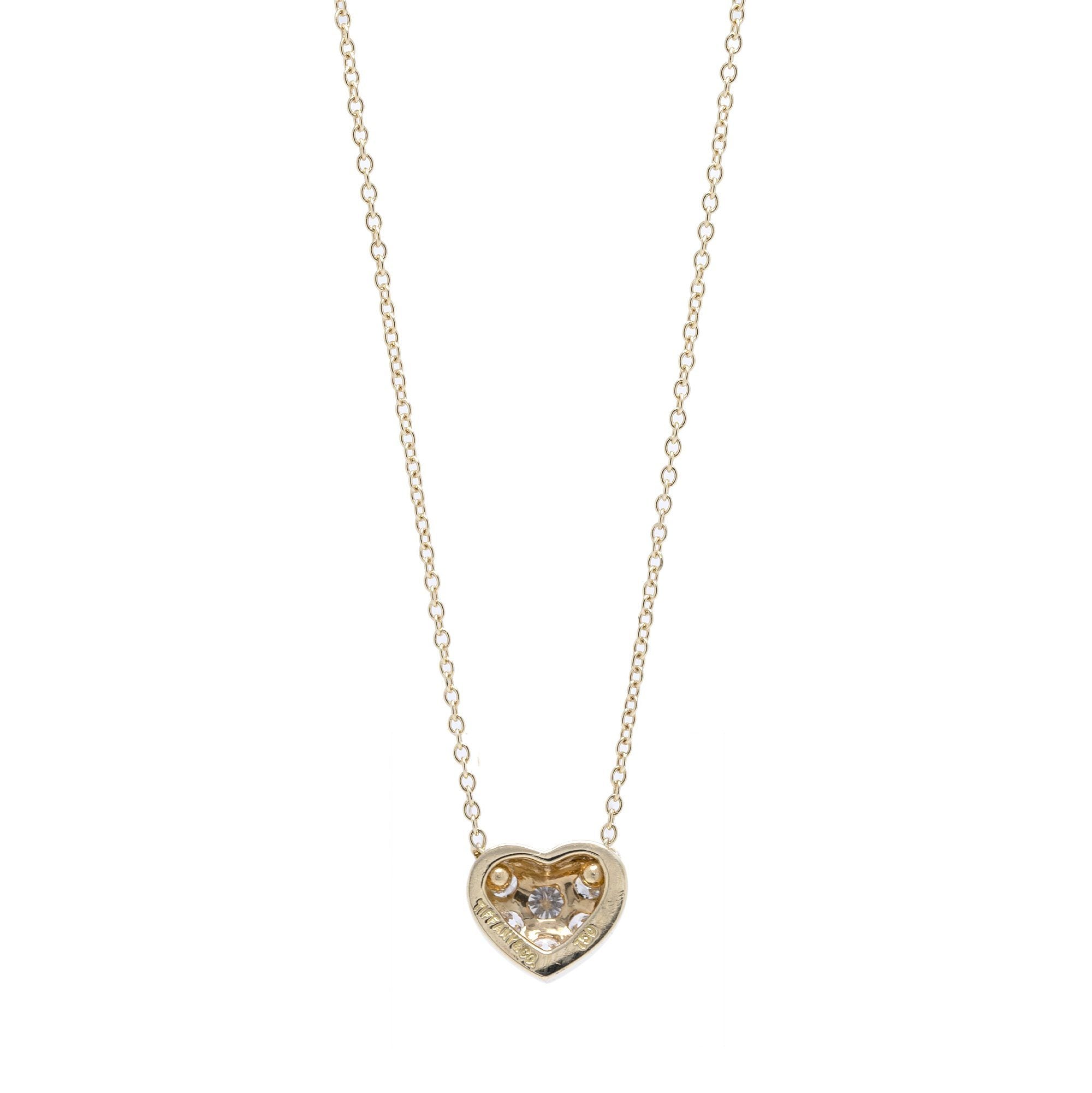 Tiffany & Co. Pave Diamond Heart Pendant Necklace