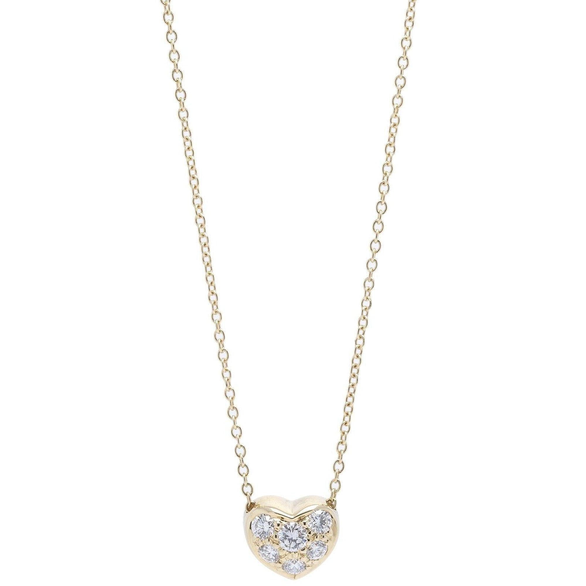 Tiffany & Co. Pave Diamond Heart Pendant Necklace