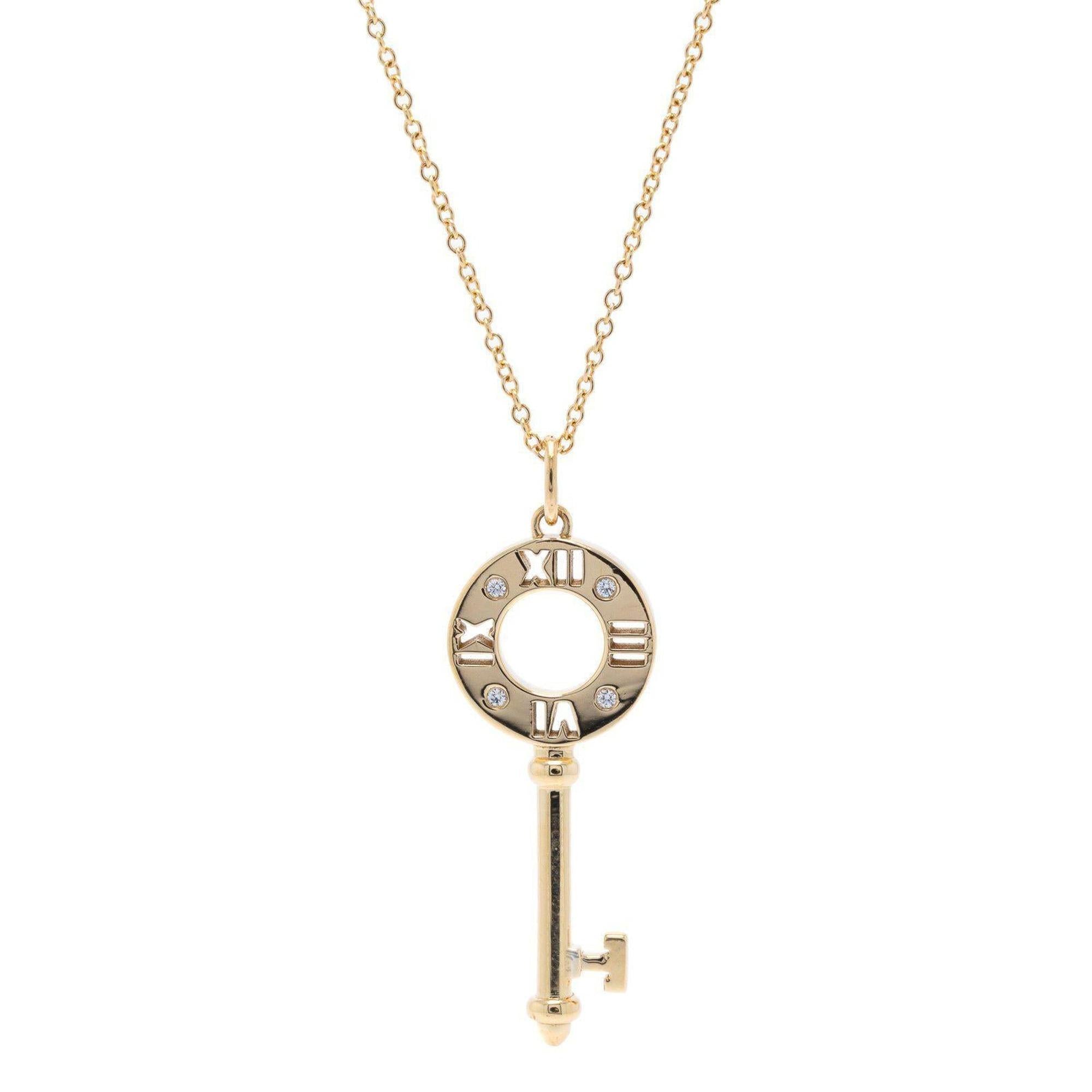 Tiffany & Co. Pierced Atlas Key Pendant Necklace with Diamonds