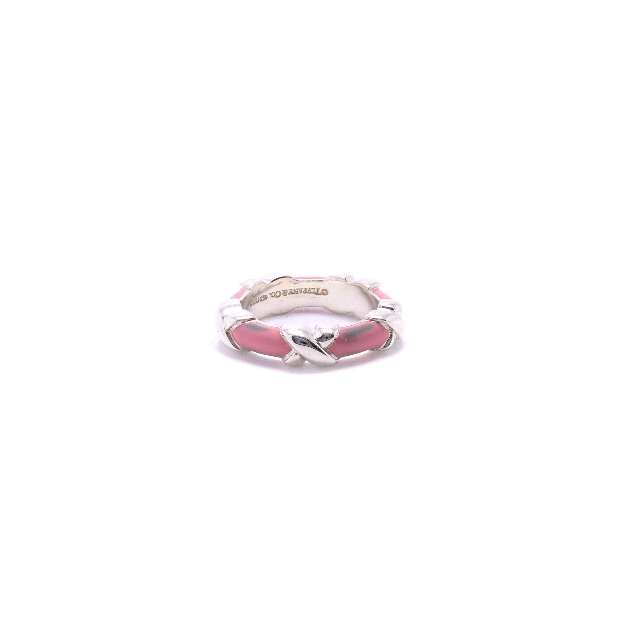 Tiffany & Co. Pink Enamel X Band Ring