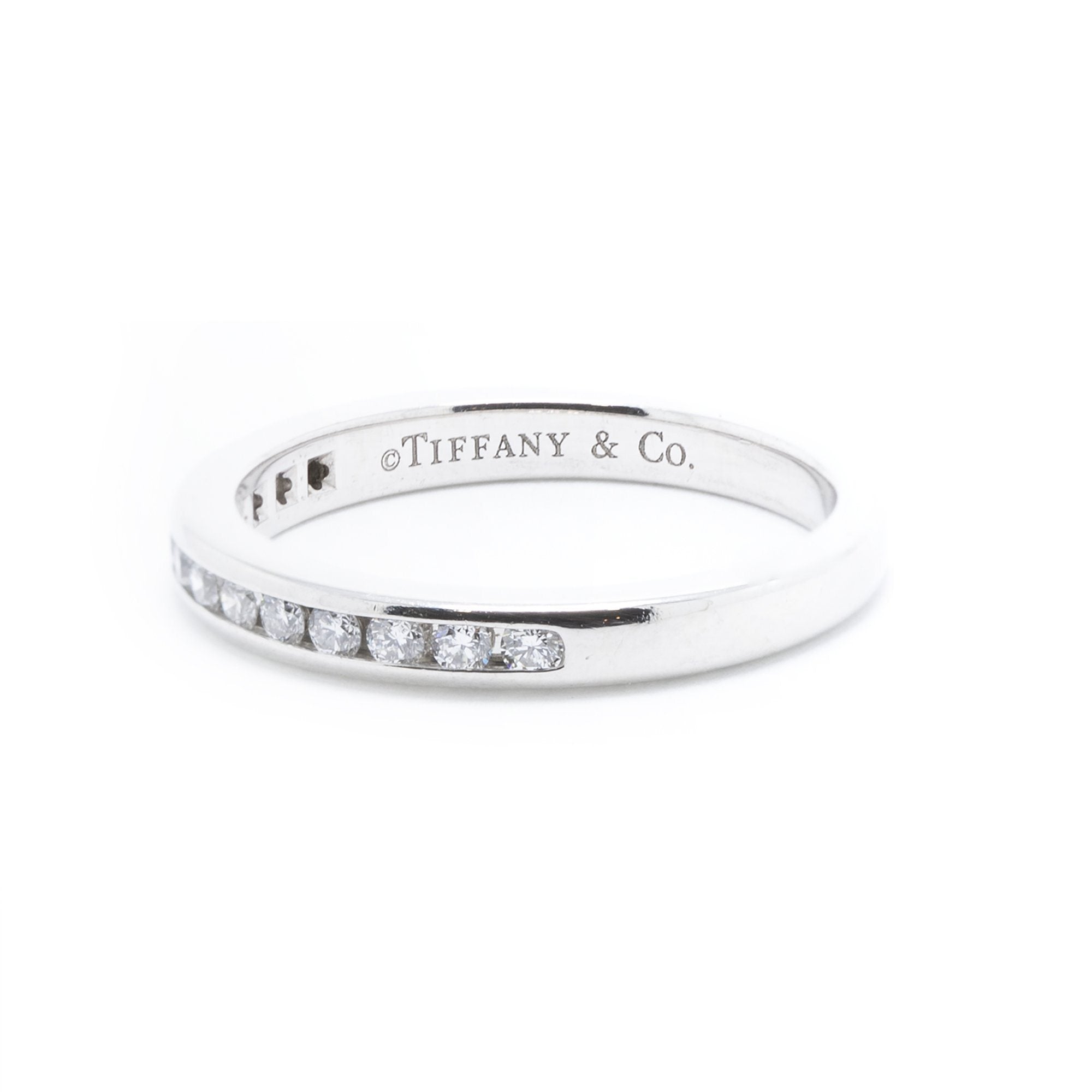Tiffany & Co. Platinum Channel-Set Diamond Half Circle Wedding Band Ring