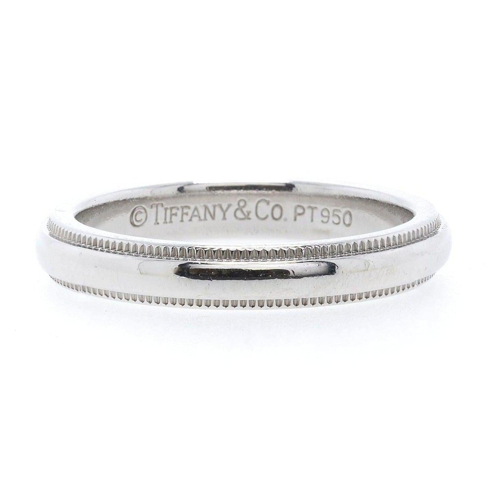 Tiffany & Co. Platinum Classic Milgrain Wedding Band Ring