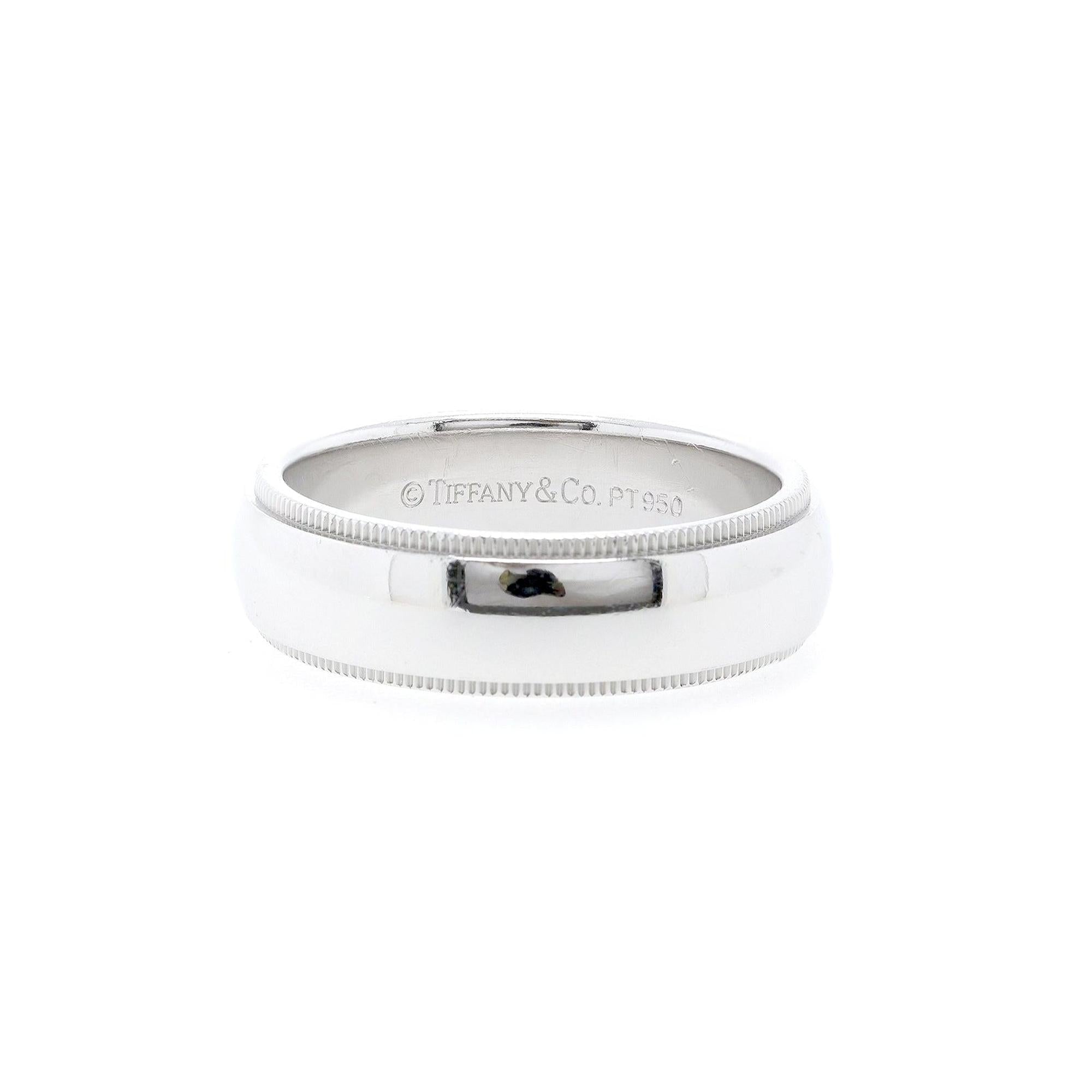 Tiffany & Co. Platinum Classic Milgrain Wedding Band Ring