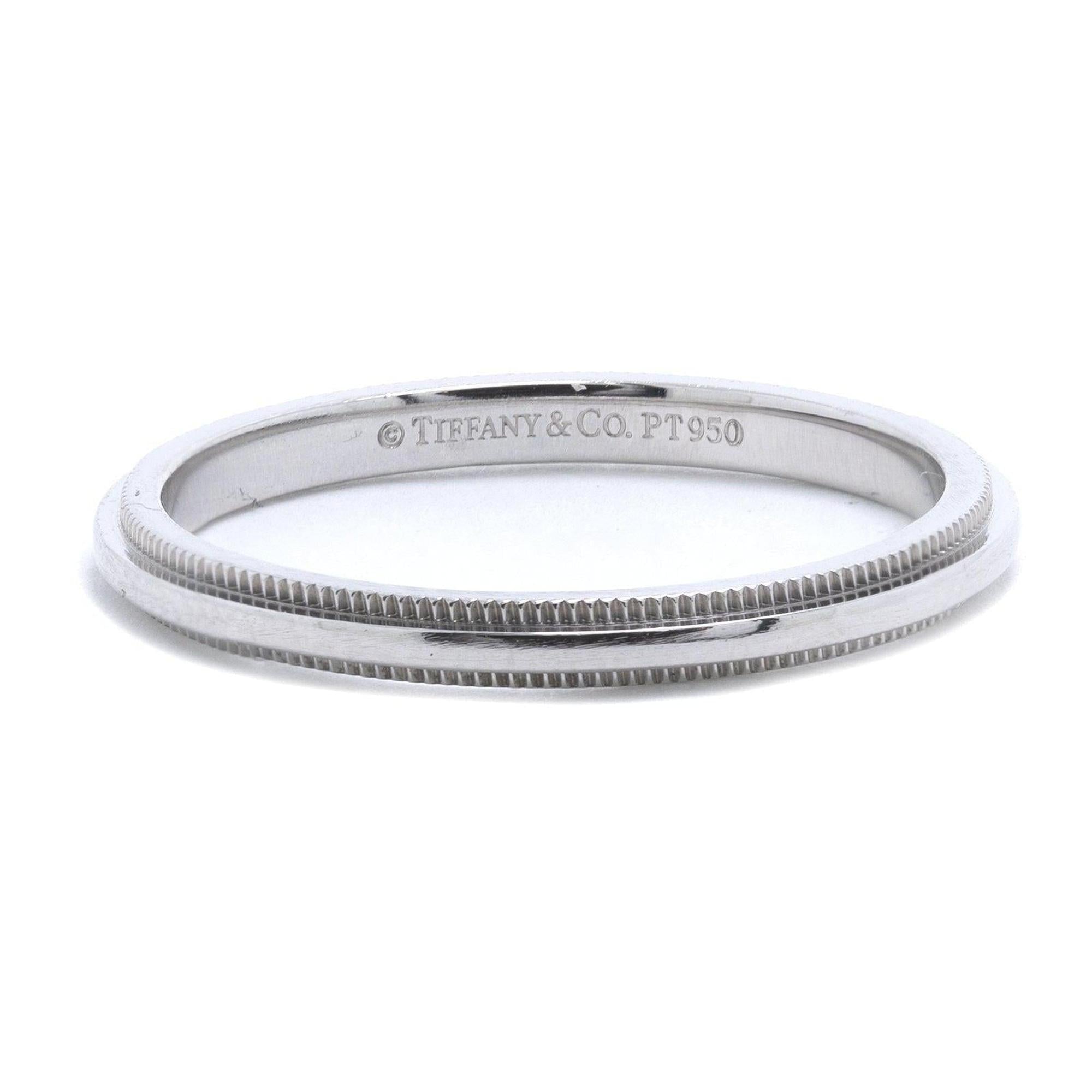 Tiffany & Co. Platinum Classic Milgrain Wedding Band Ring