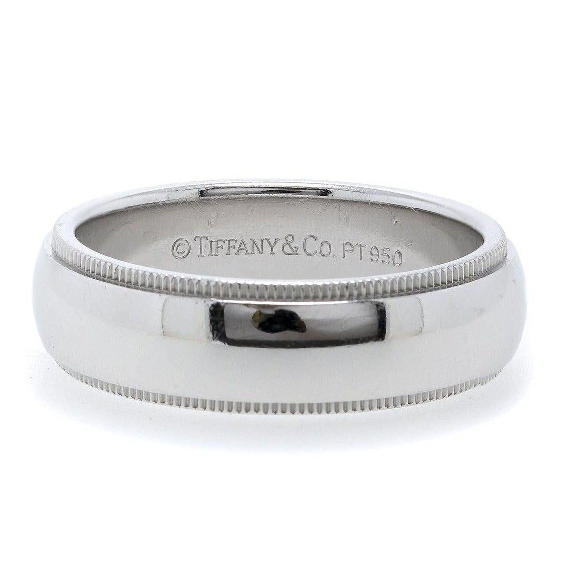 Tiffany & Co. Platinum Classic Milgrain Wedding Band Ring