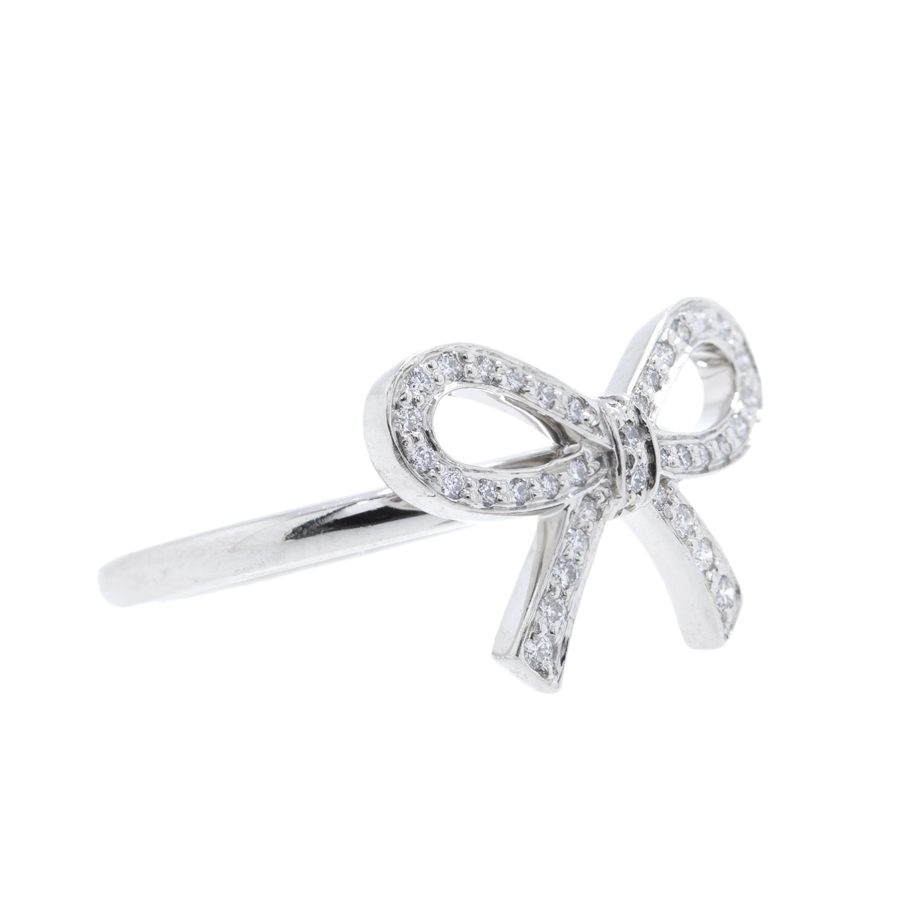Tiffany & Co. Platinum & Diamond Bow Ring w/ Box