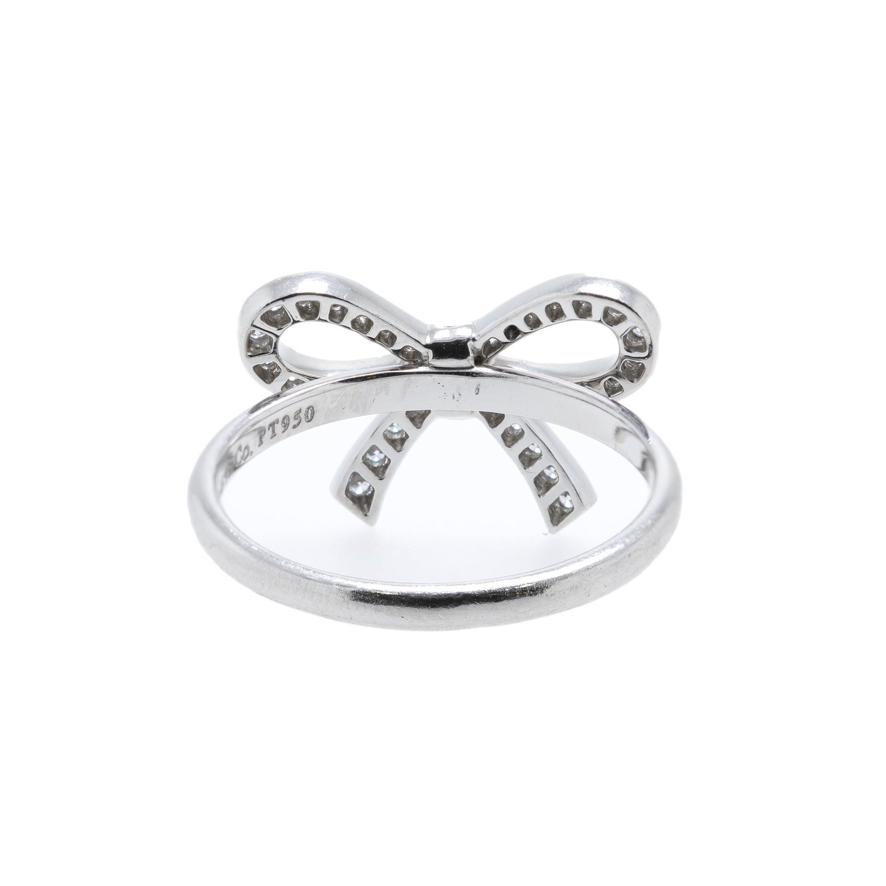 Tiffany & Co. Platinum & Diamond Bow Ring w/ Box