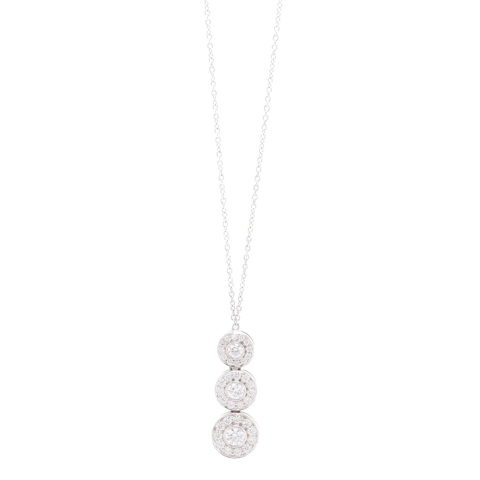 Tiffany & Co. Platinum Diamond Circlet Triple Drop Pendant Necklace