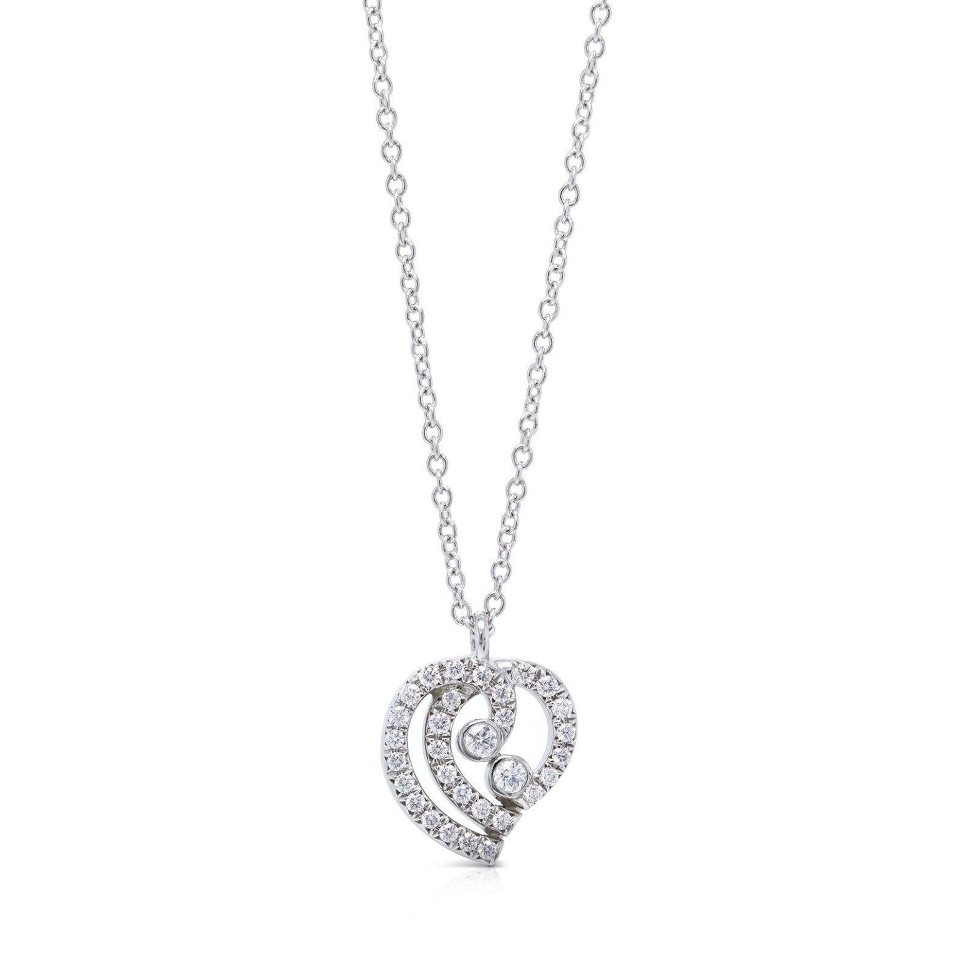 Tiffany & Co. Platinum & Diamond Enchant Heart Pendant Necklace
