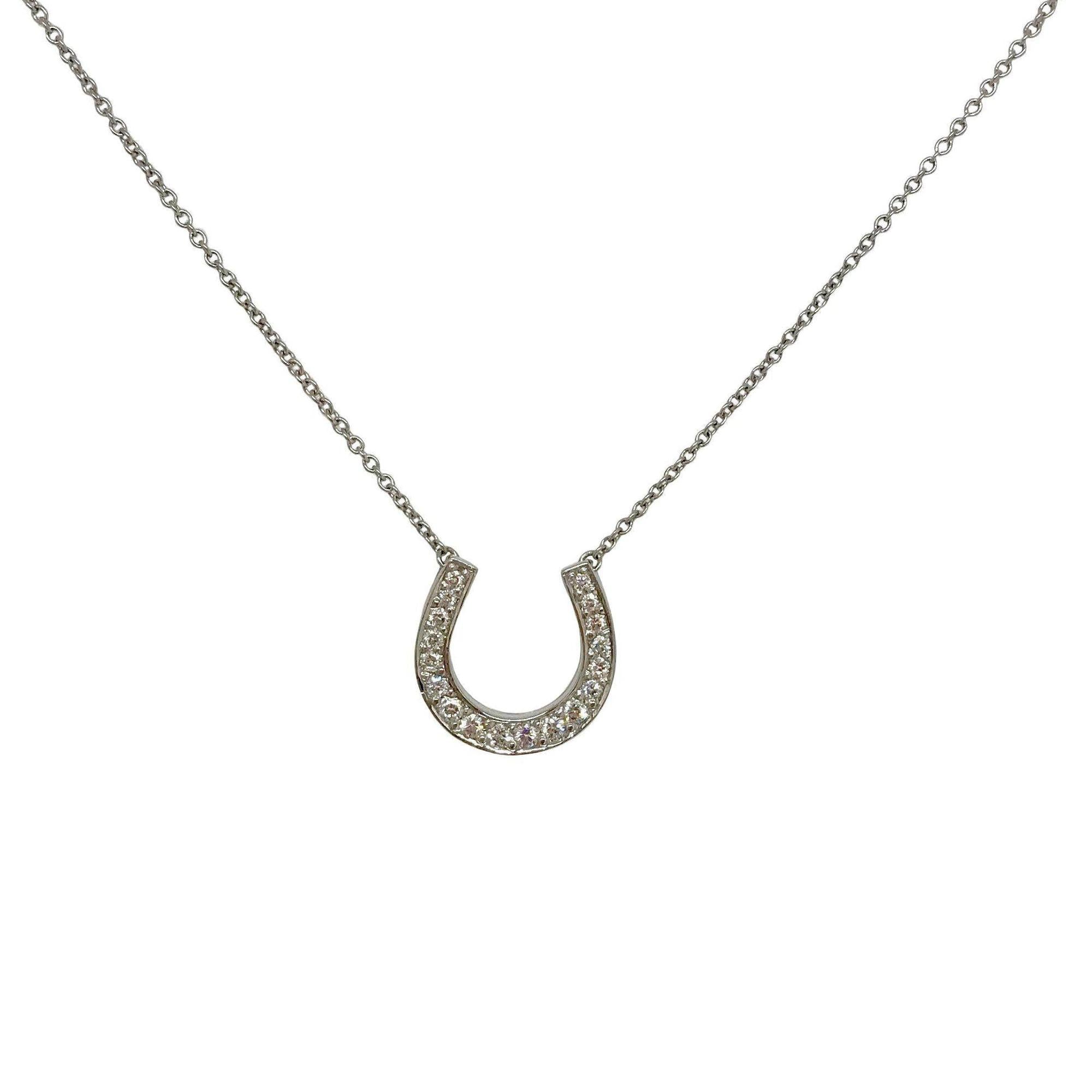 Tiffany & Co. Platinum Diamond Horseshoe Pendant Necklace