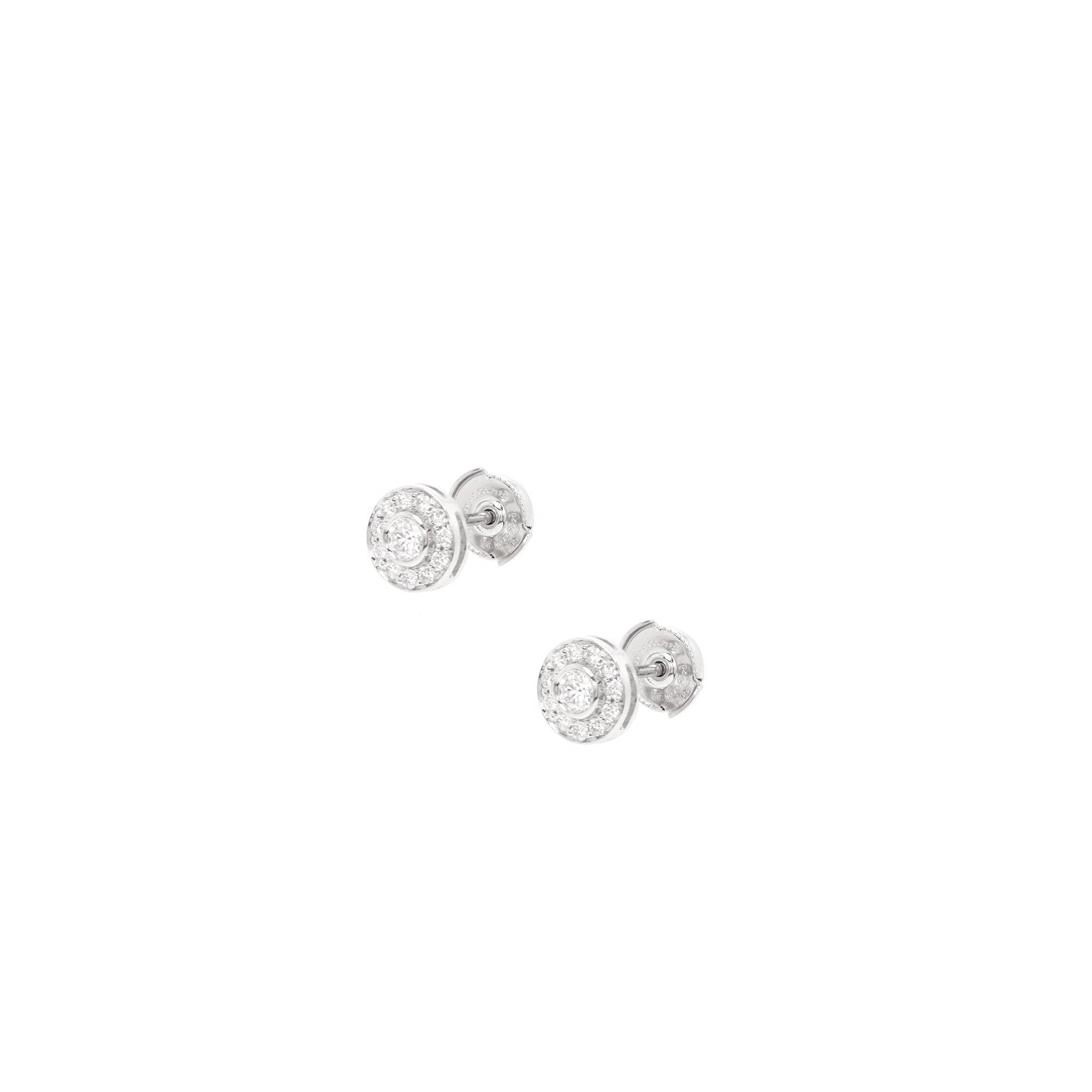 Tiffany & Co. Platinum Diamond Mini Circlet Earrings w/ Box