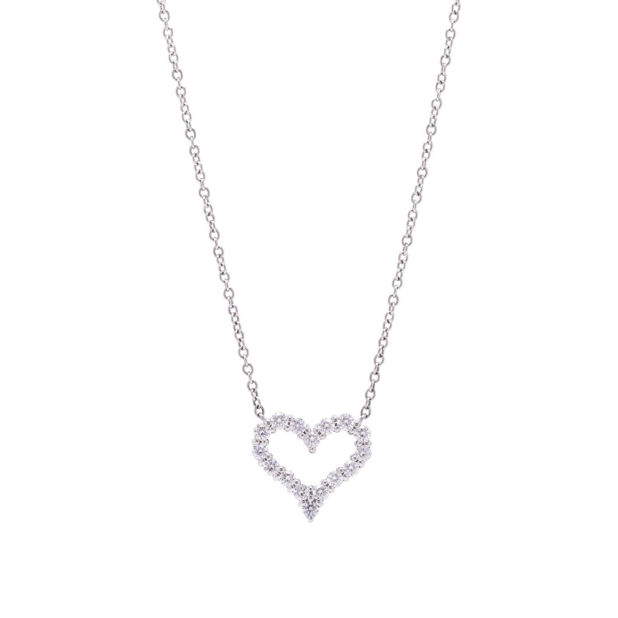 Tiffany & Co. Platinum & Diamond Mini Heart Pendant Necklace