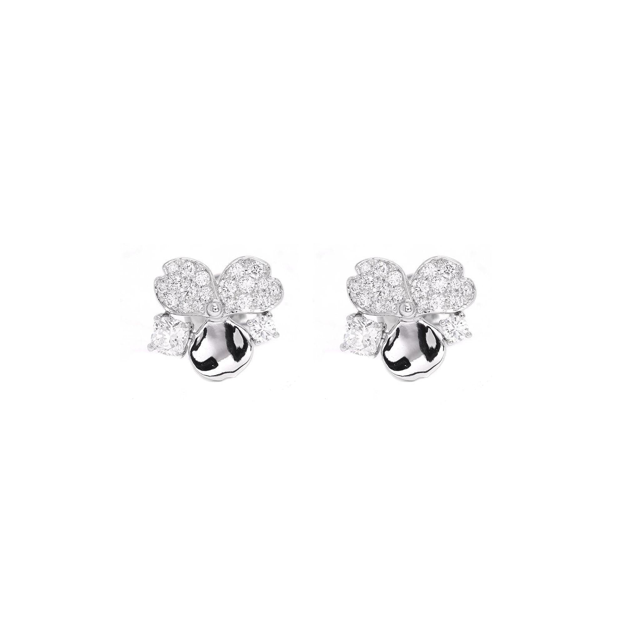 Tiffany & Co. Platinum Diamond Paper Flower Earrings w/ Box