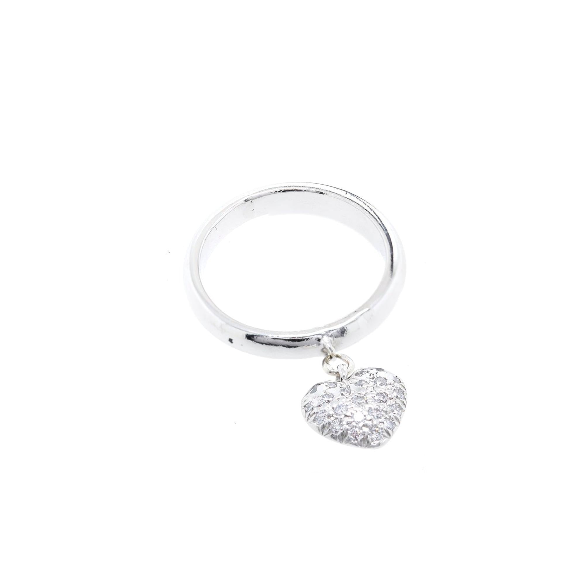 Tiffany & Co. Platinum Diamond Pave Heart Charm Ring