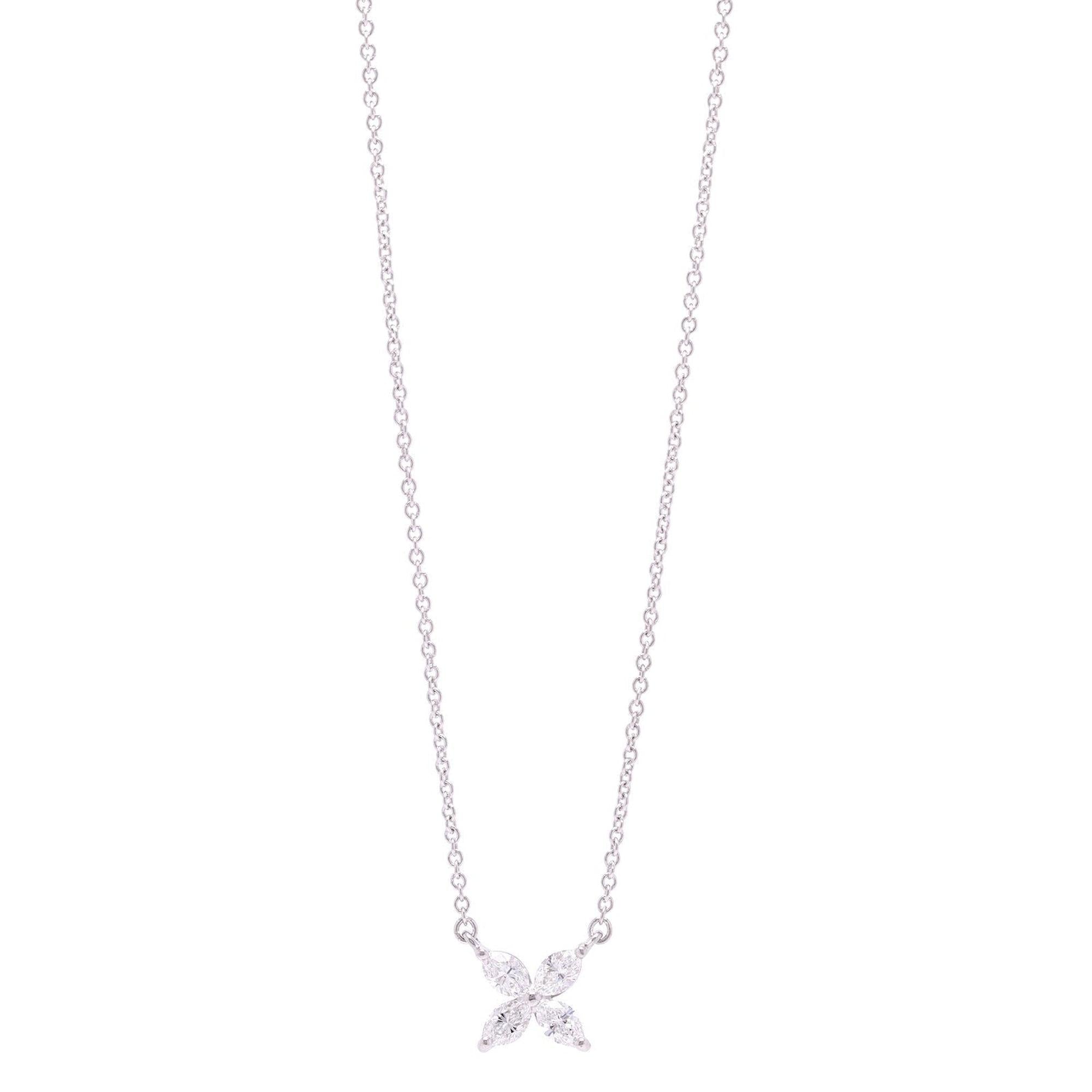 Tiffany & Co. Platinum Diamond Small Victoria Pendant Necklace