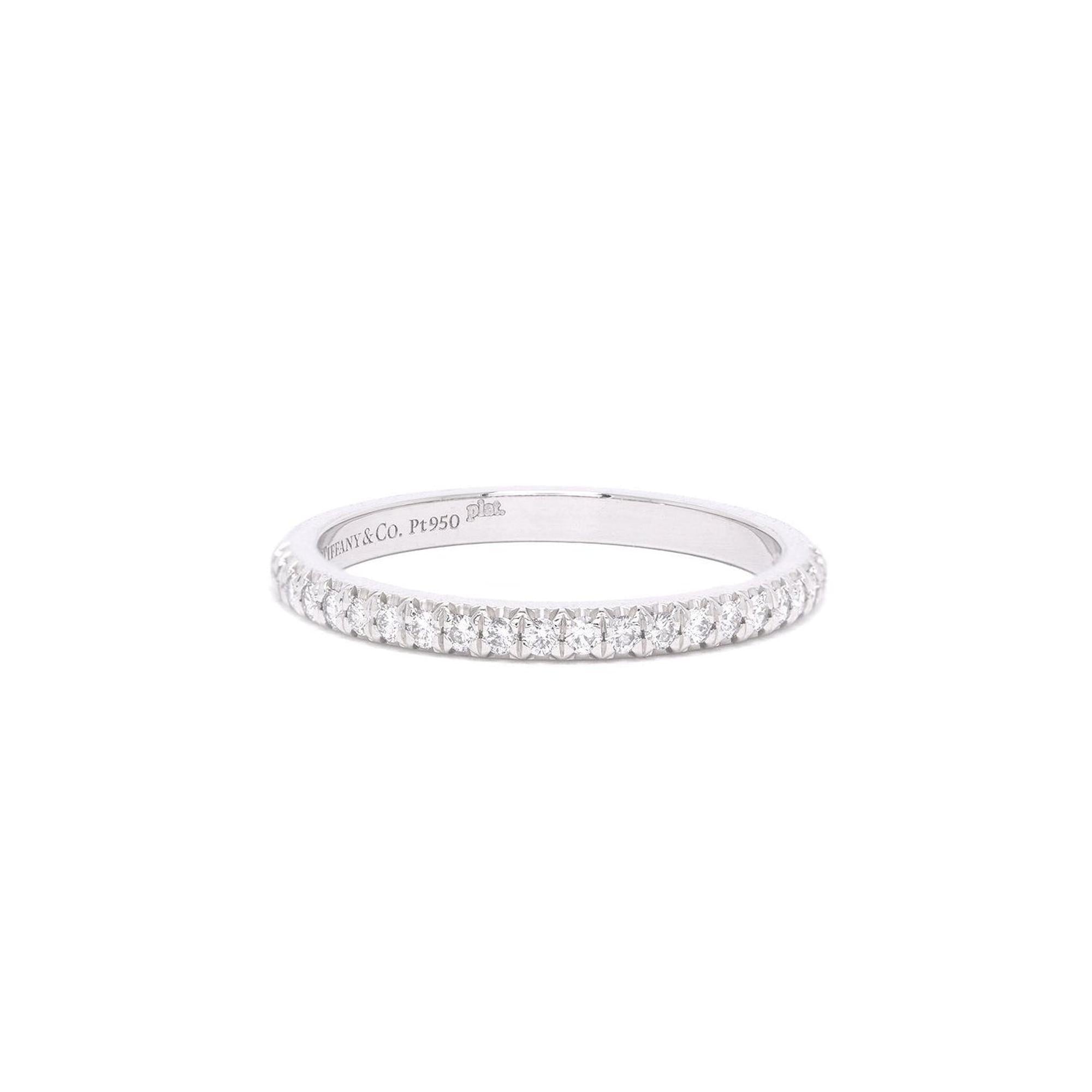 Tiffany & Co. Platinum & Diamond Soleste Half Eternity Wedding Band Ring w/ Box & Receipt