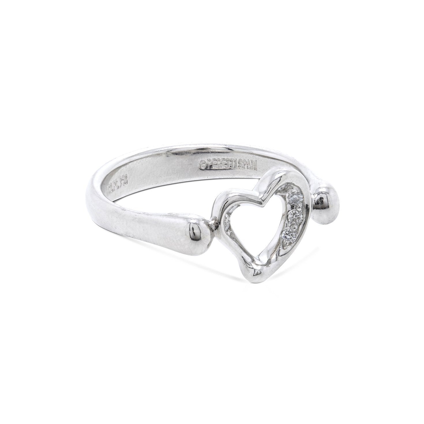 Tiffany & Co. Platinum Elsa Peretti Mini Open Heart Diamond Ring