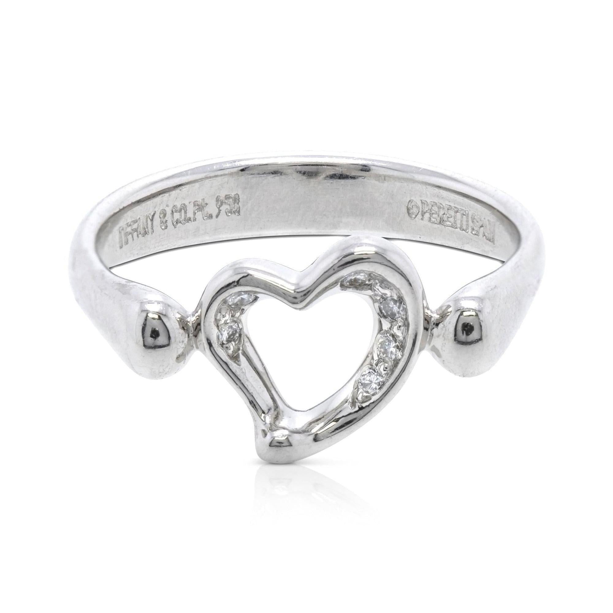 Tiffany & Co. Platinum Elsa Peretti Mini Open Heart Diamond Ring