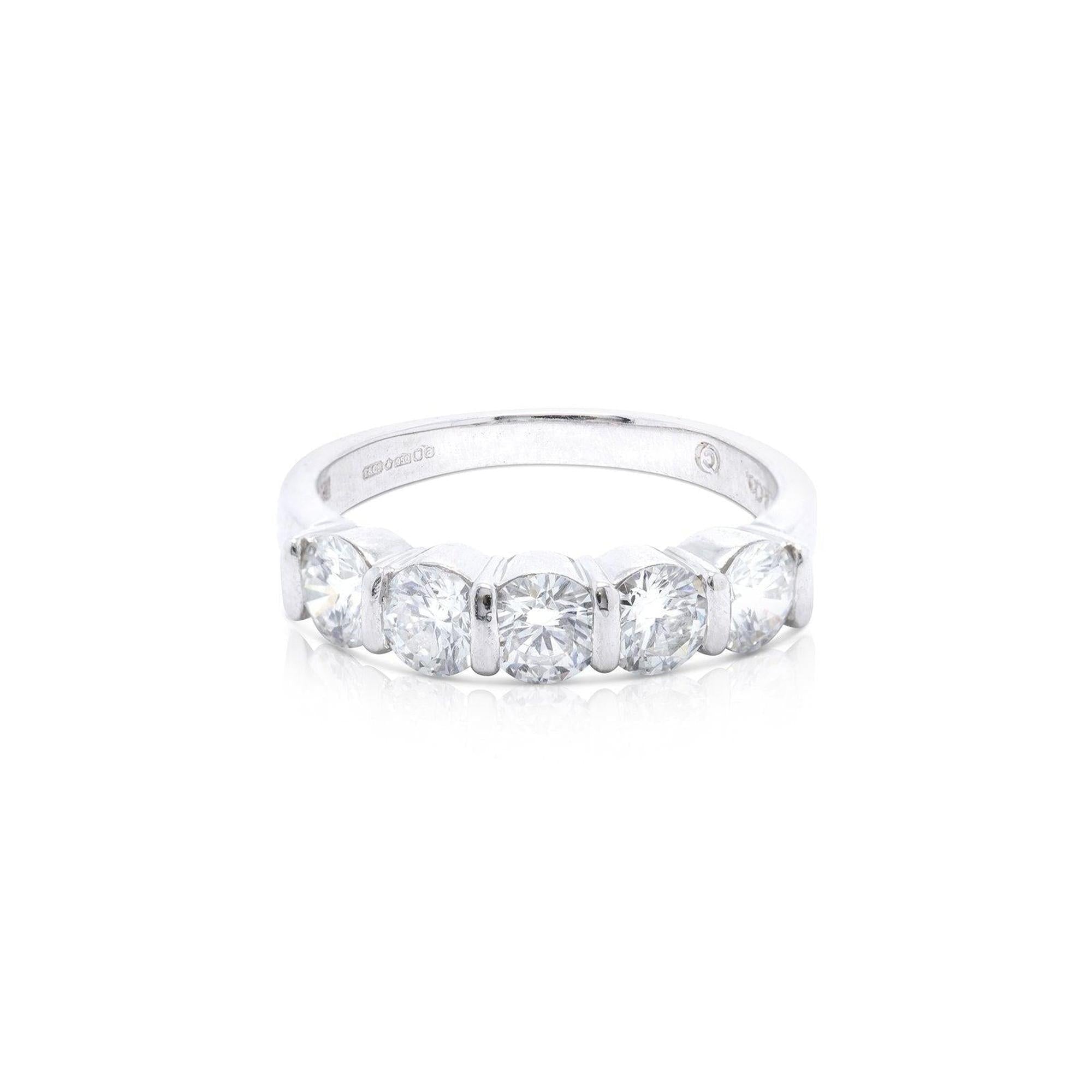 Tiffany & Co. Platinum Five-Stone Diamond Band Ring