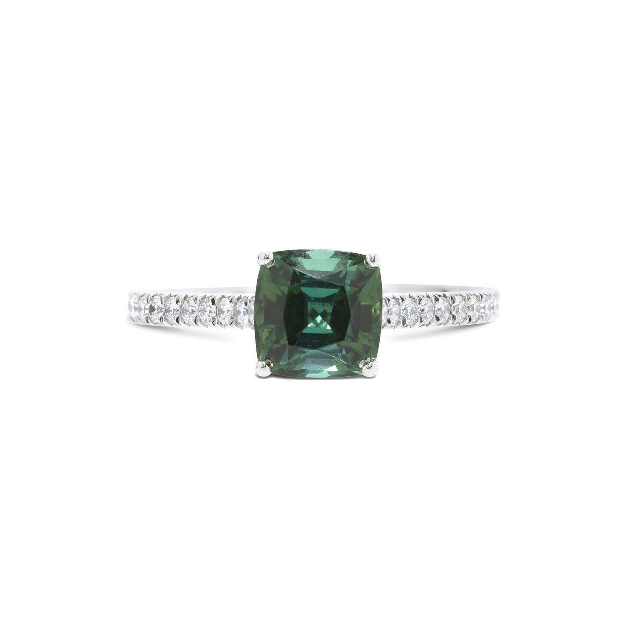 Tiffany & Co. Platinum Green Tourmaline Legacy Ring