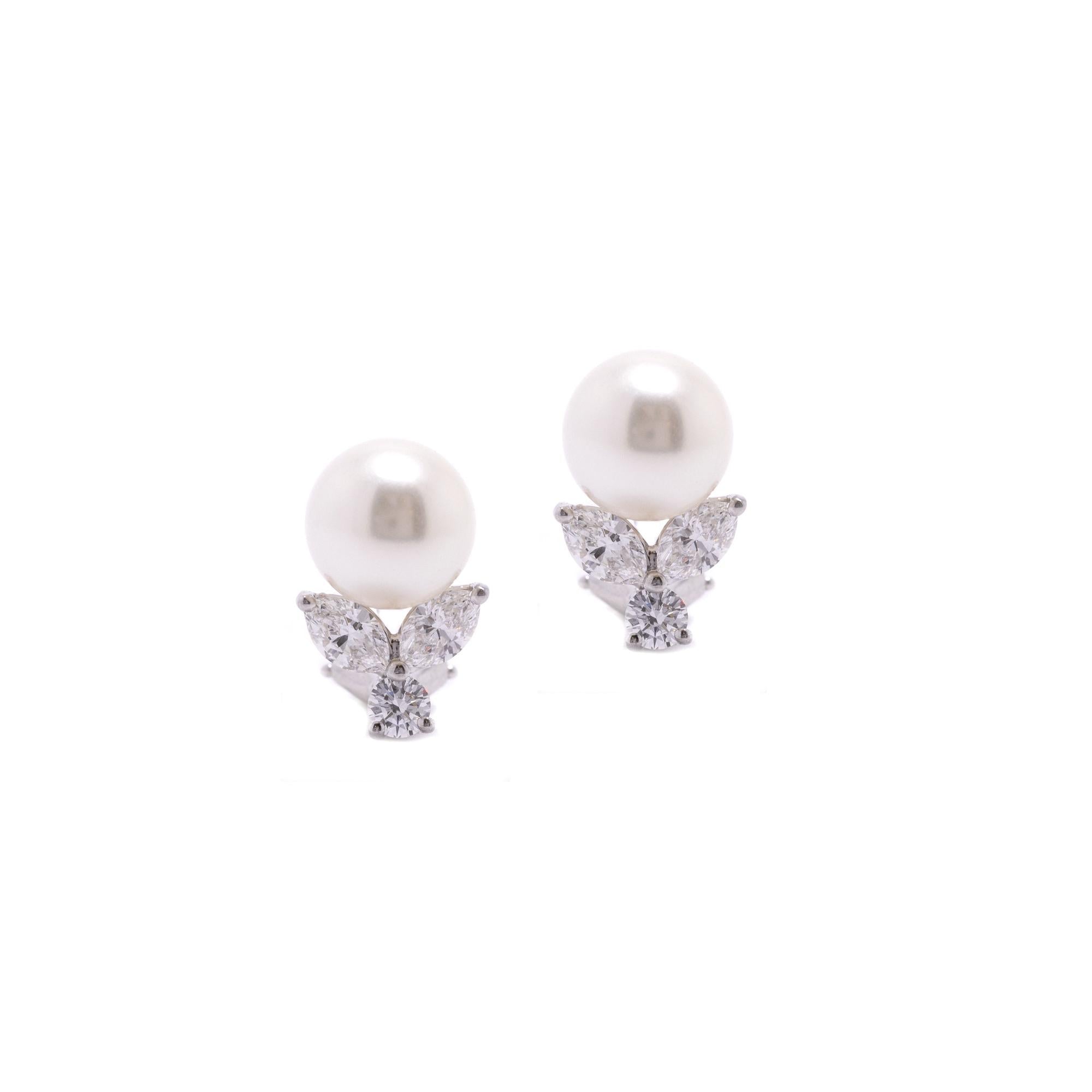 Tiffany & Co. Platinum Victoria Pearl & Diamond Earrings