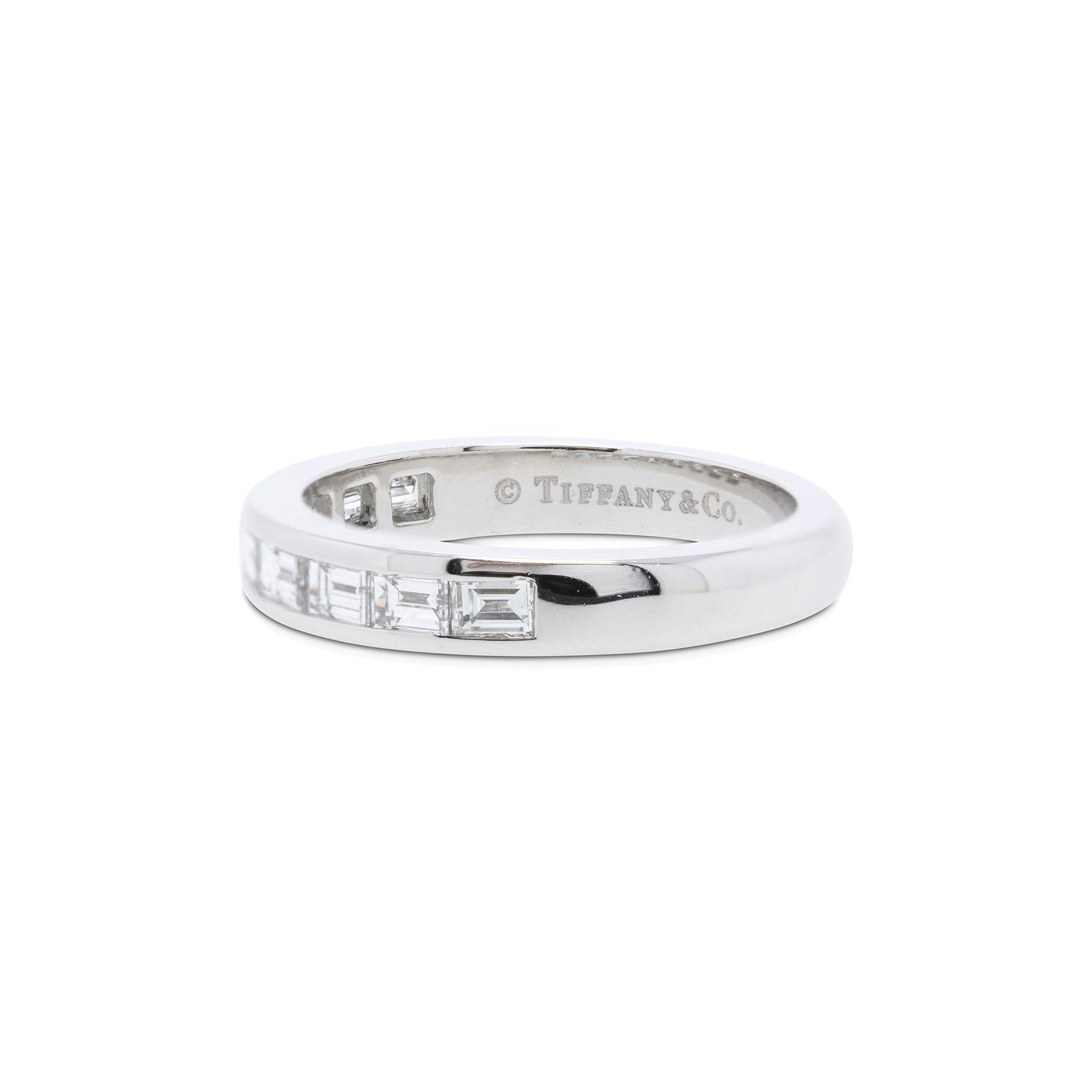 Tiffany & Co. Platinum and Diamond Baguette Half Circle Wedding Band Ring
