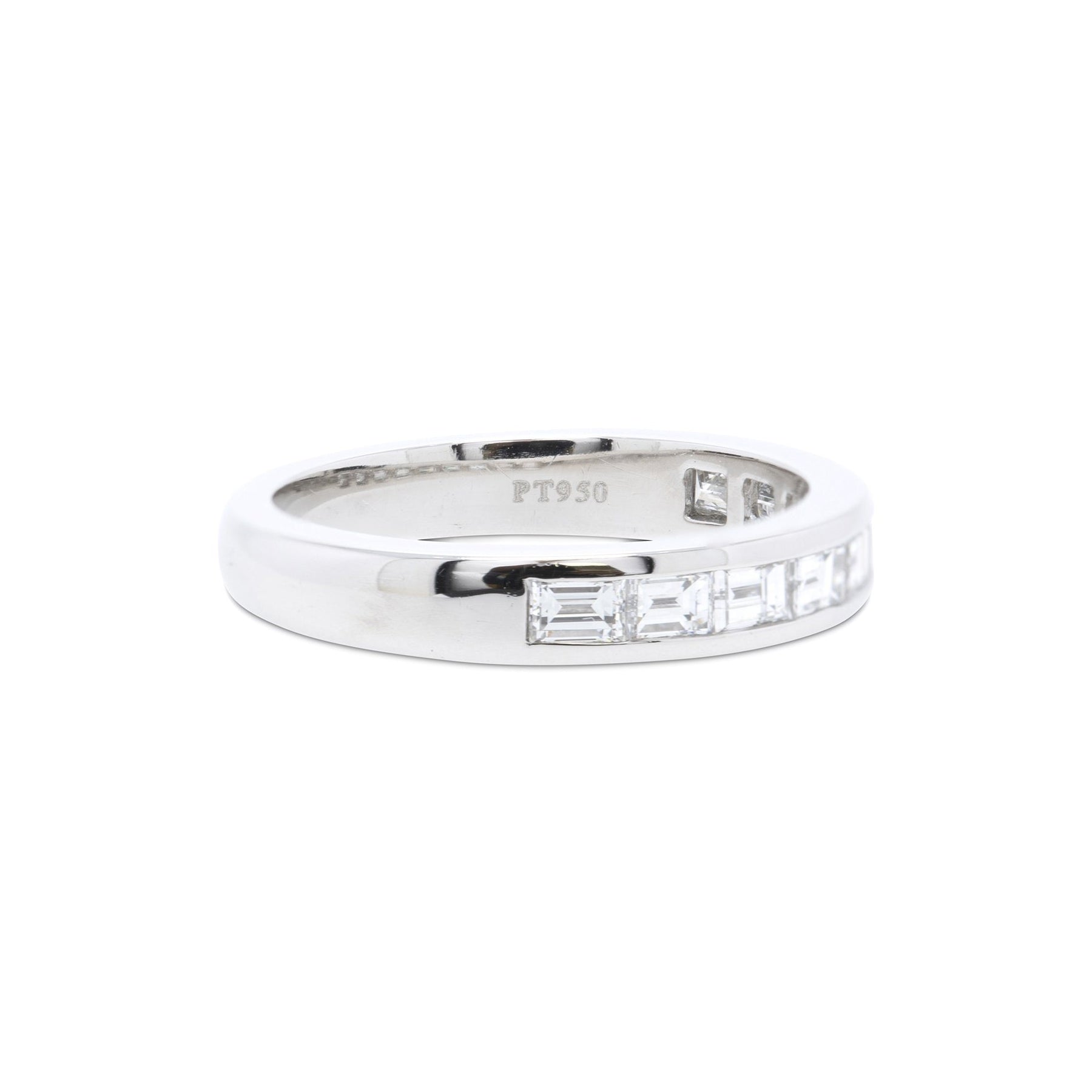 Tiffany & Co. Platinum and Diamond Baguette Half Circle Wedding Band Ring