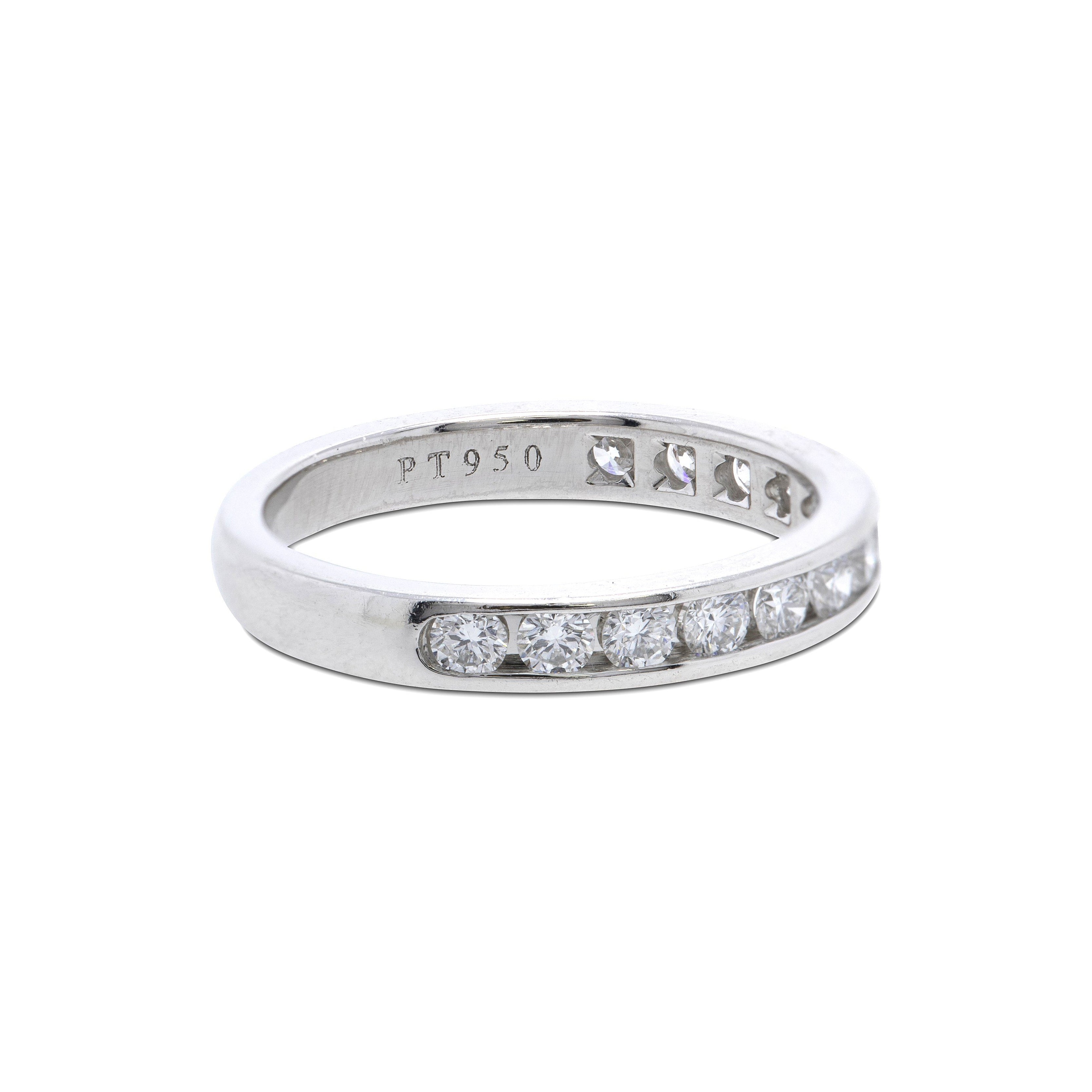 Tiffany & Co. Platinum and Diamond Half Circle Wedding Band Ring