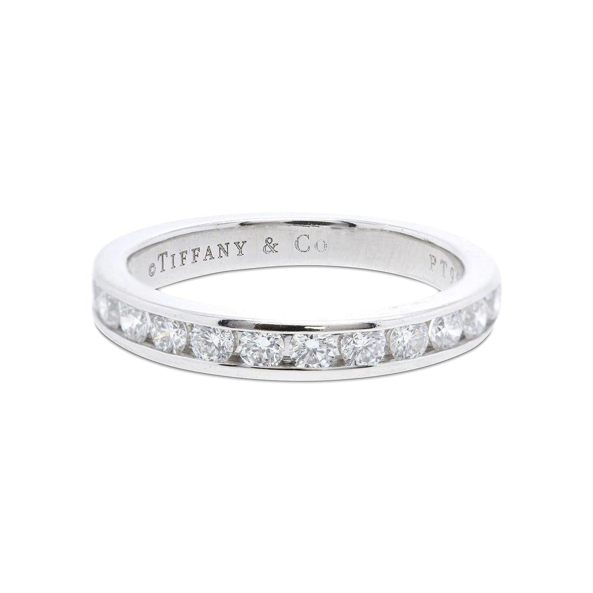 Tiffany & Co. Platinum and Diamond Half Circle Wedding Band Ring