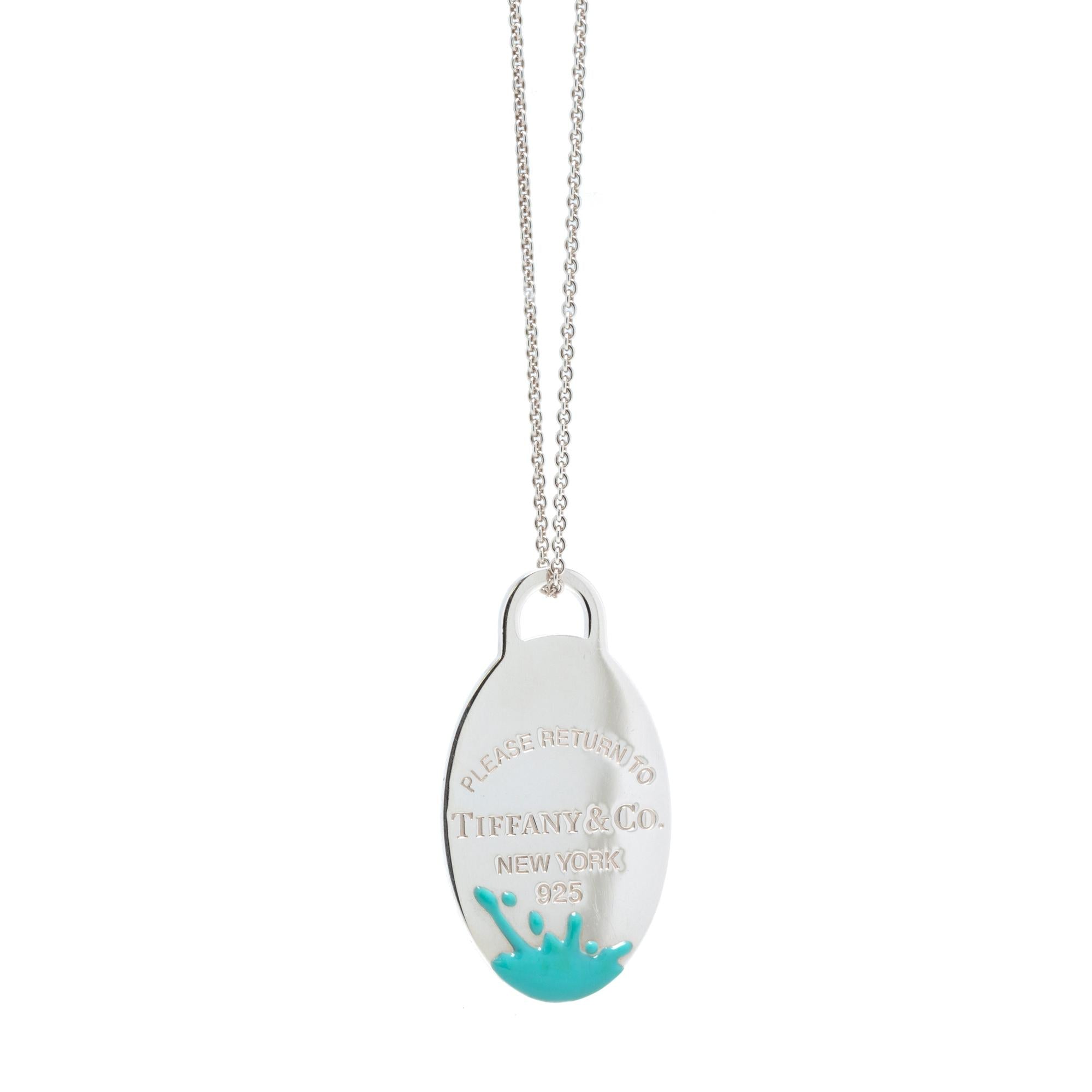 Tiffany & Co. Return to Tiffany Color Splash Large Oval Tag Pendant Necklace
