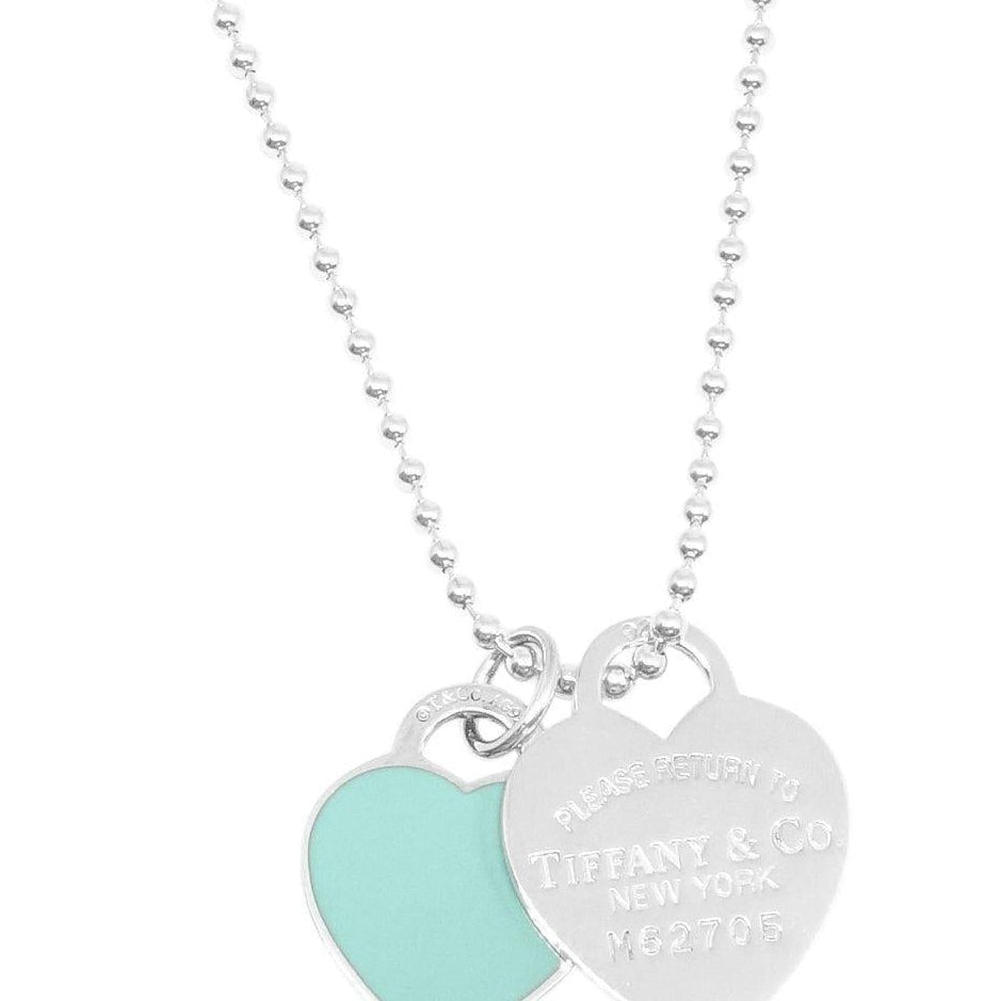 Tiffany & Co. Return to Tiffany Double Heart Tag Pendant with Blue Enamel
