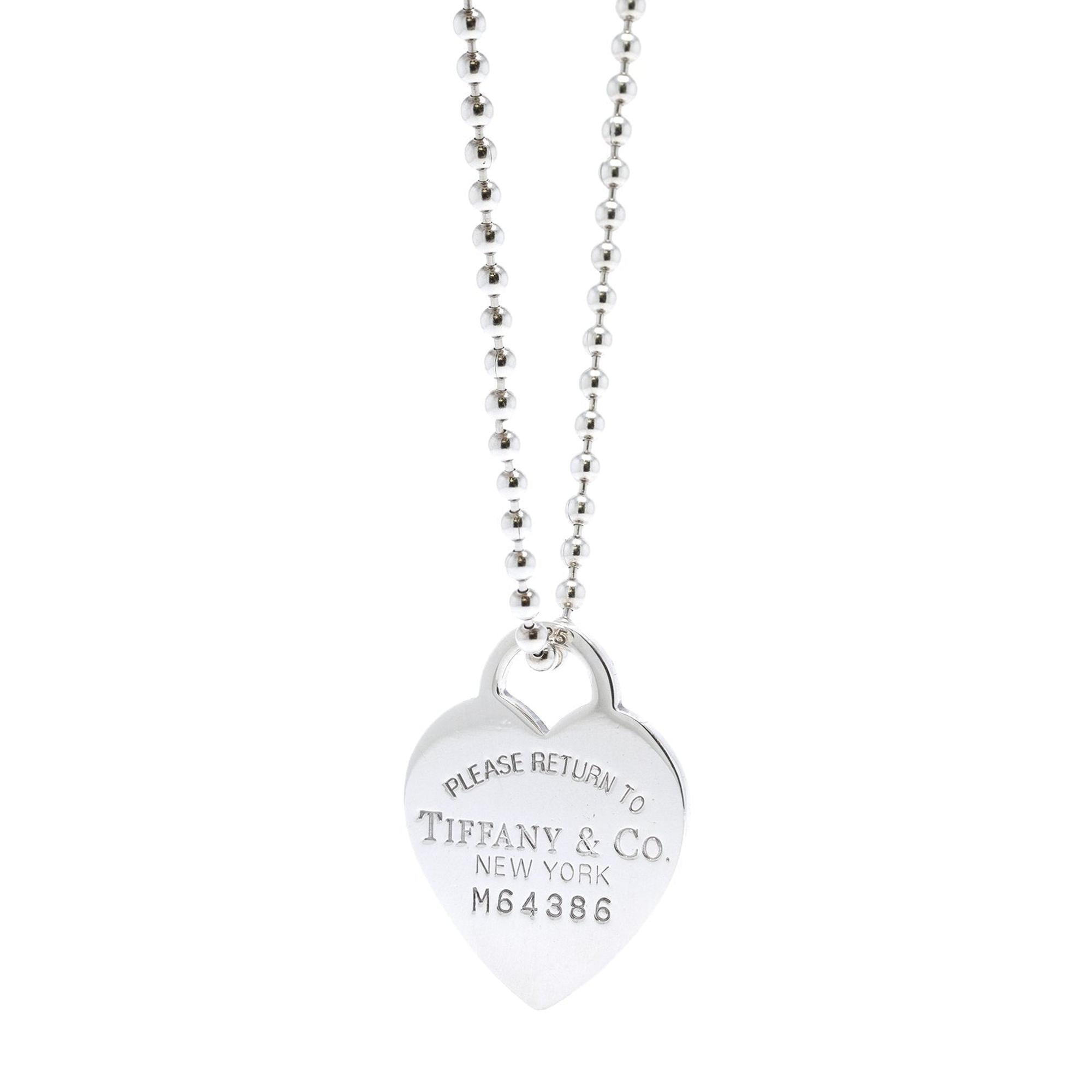 Tiffany & Co. Return to Tiffany Large Heart Tag Pendant on Beaded Chain