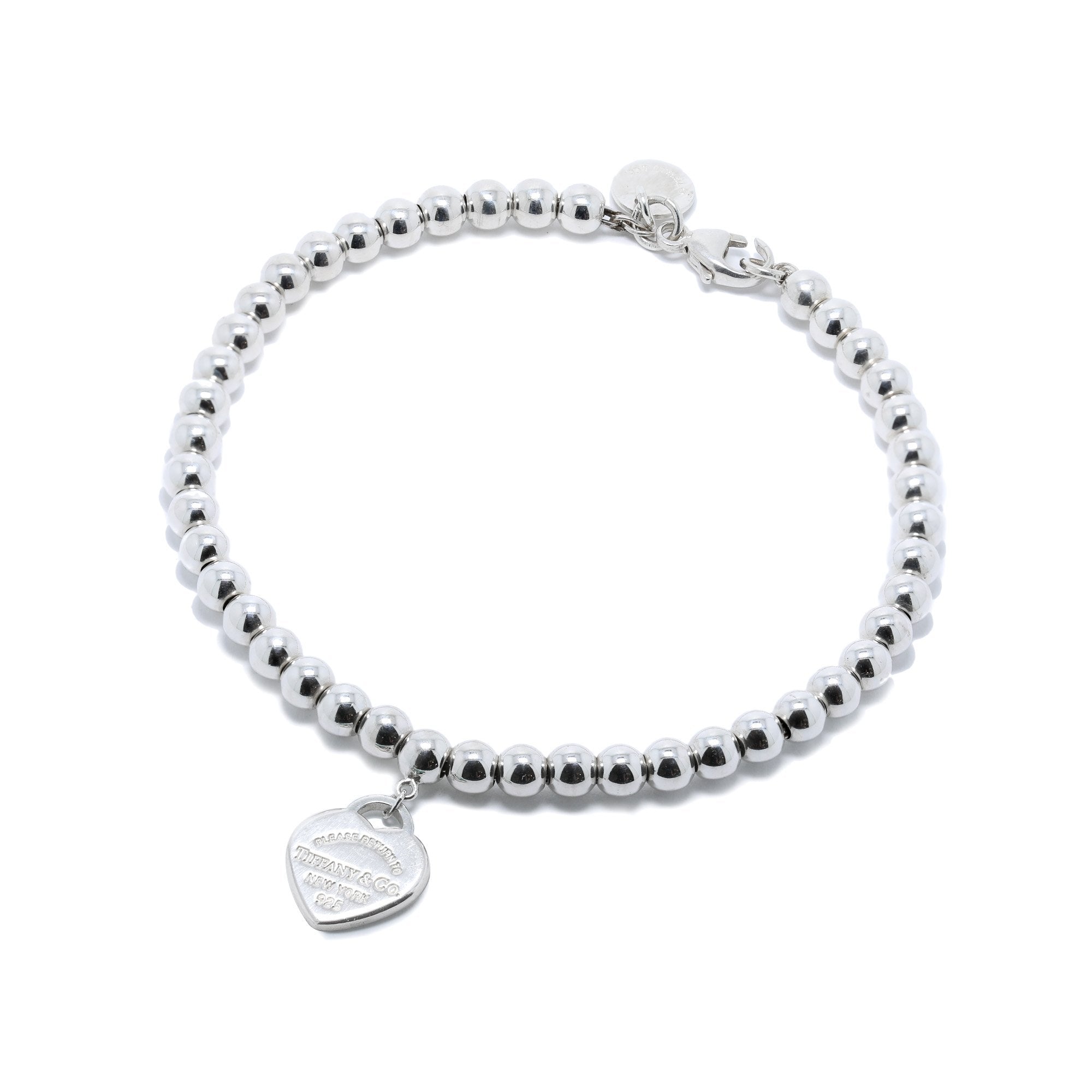 Tiffany & Co. Return to Tiffany Mini Heart Tag Bead Bracelet with Blue Enamel