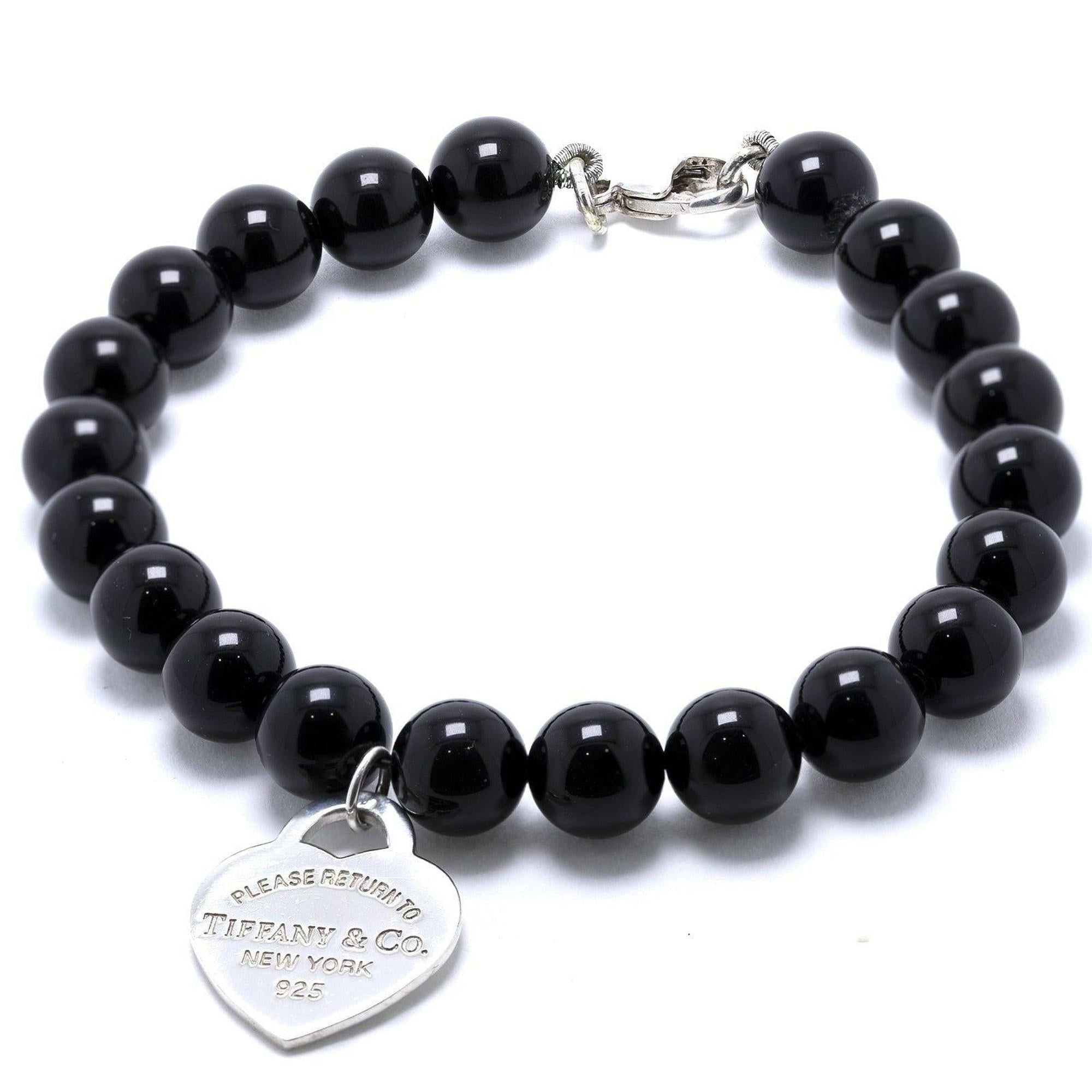 Tiffany & Co. Return to Tiffany Small Heart Tag Onyx Bead Bracelet