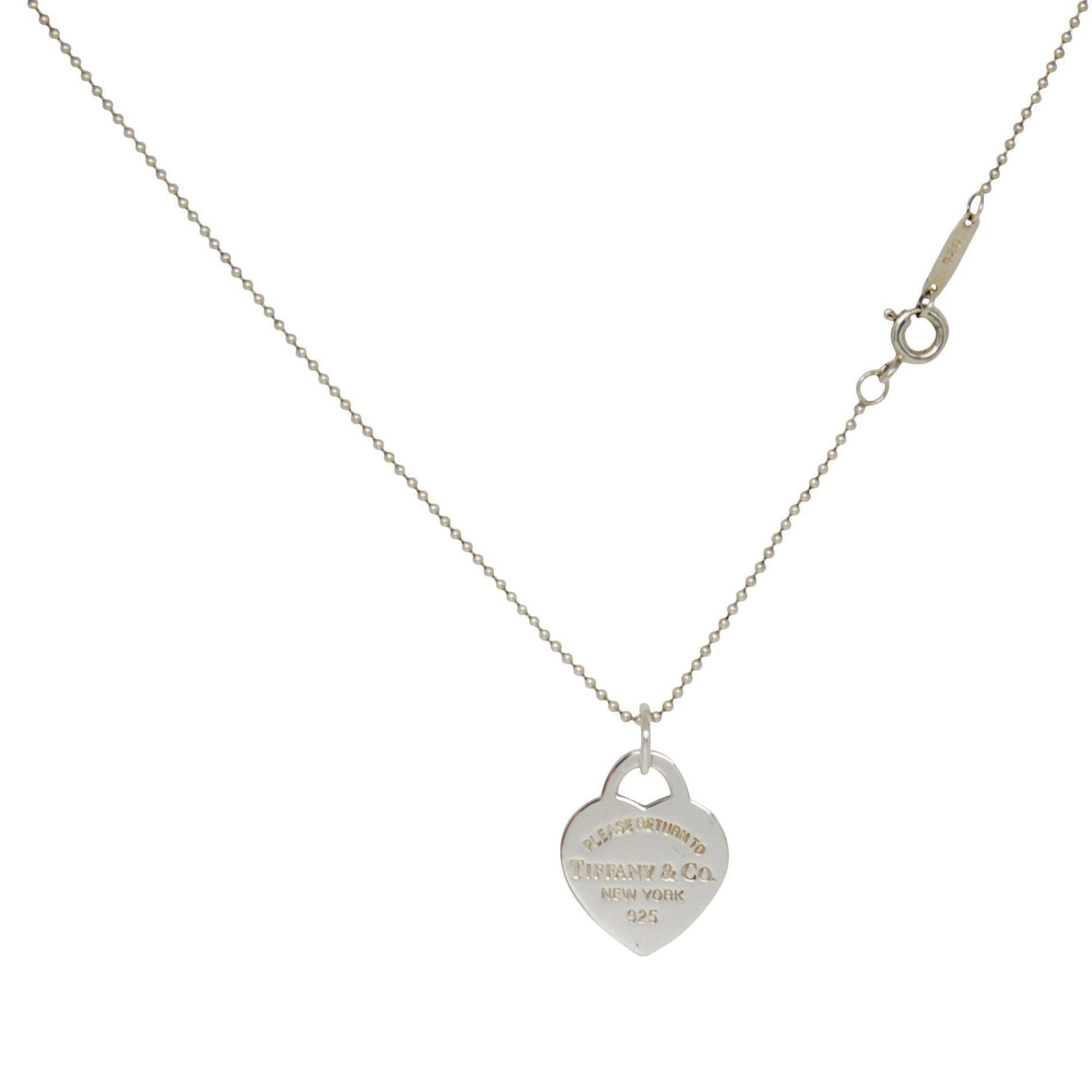 Tiffany & Co. Return to Tiffany Small Heart Tag Pendant on Beaded Chain