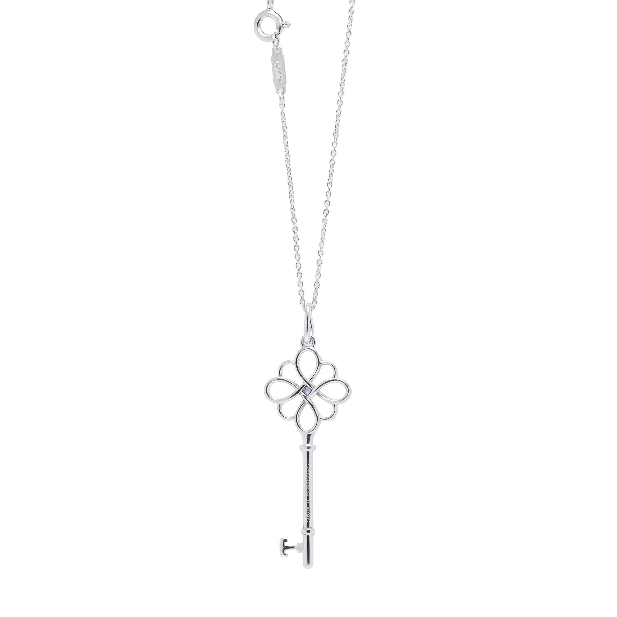 Tiffany & Co. Sapphire Key Pendant Necklace