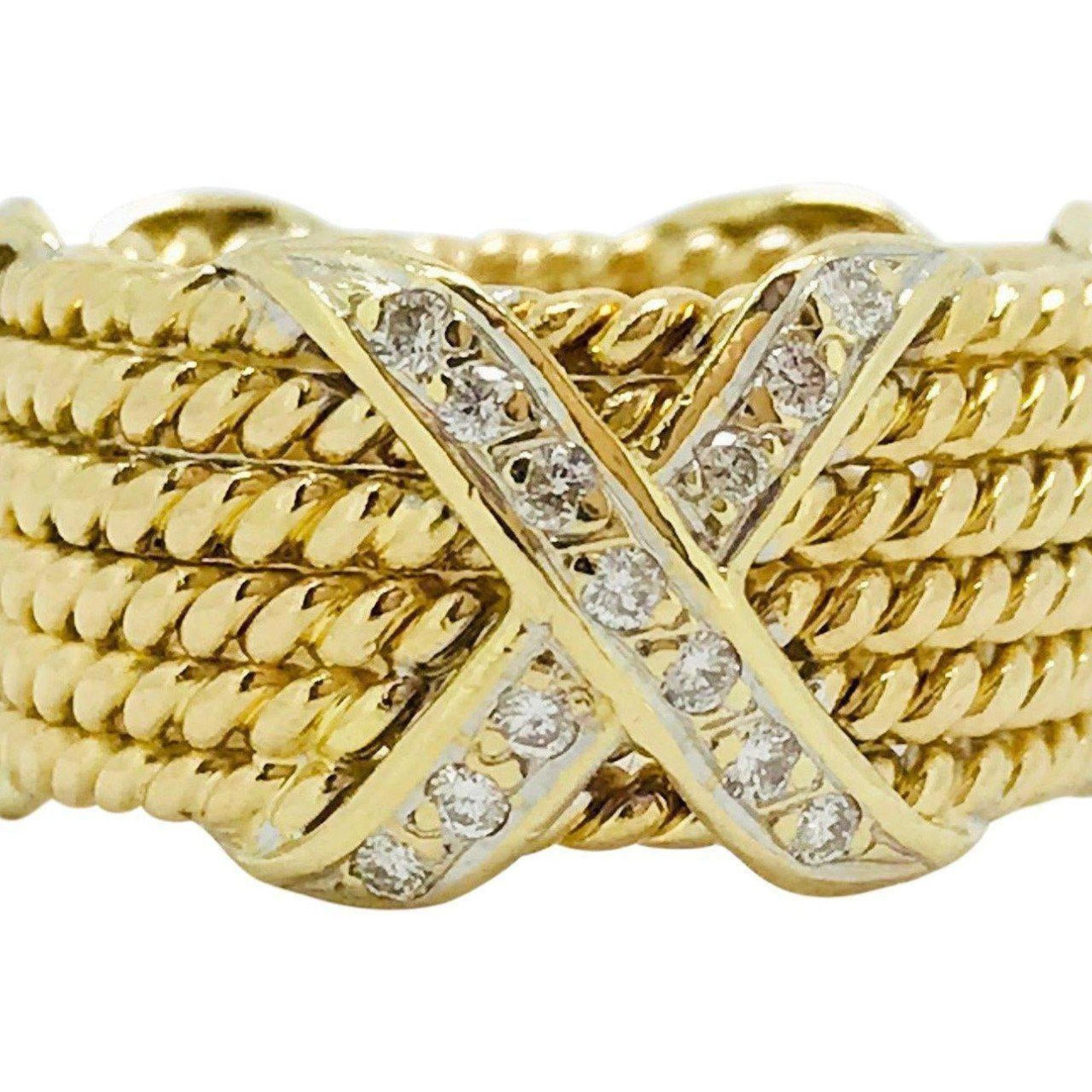 Tiffany & Co. Schlumberger Rope Six-Row Diamond "X" Ring