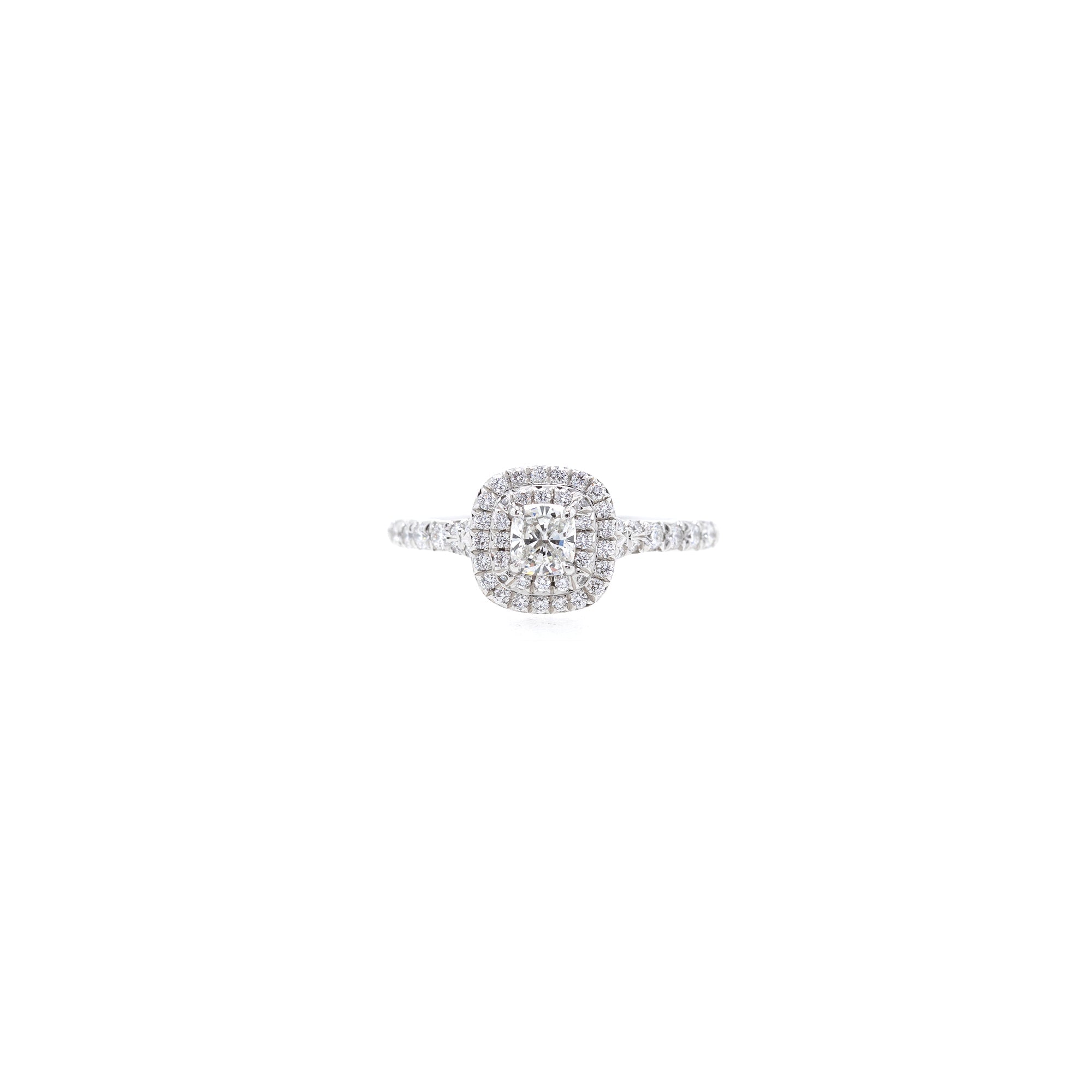 Tiffany & Co. Soleste Halo Diamond Engagement Ring w/ Box & Diamond Certificate