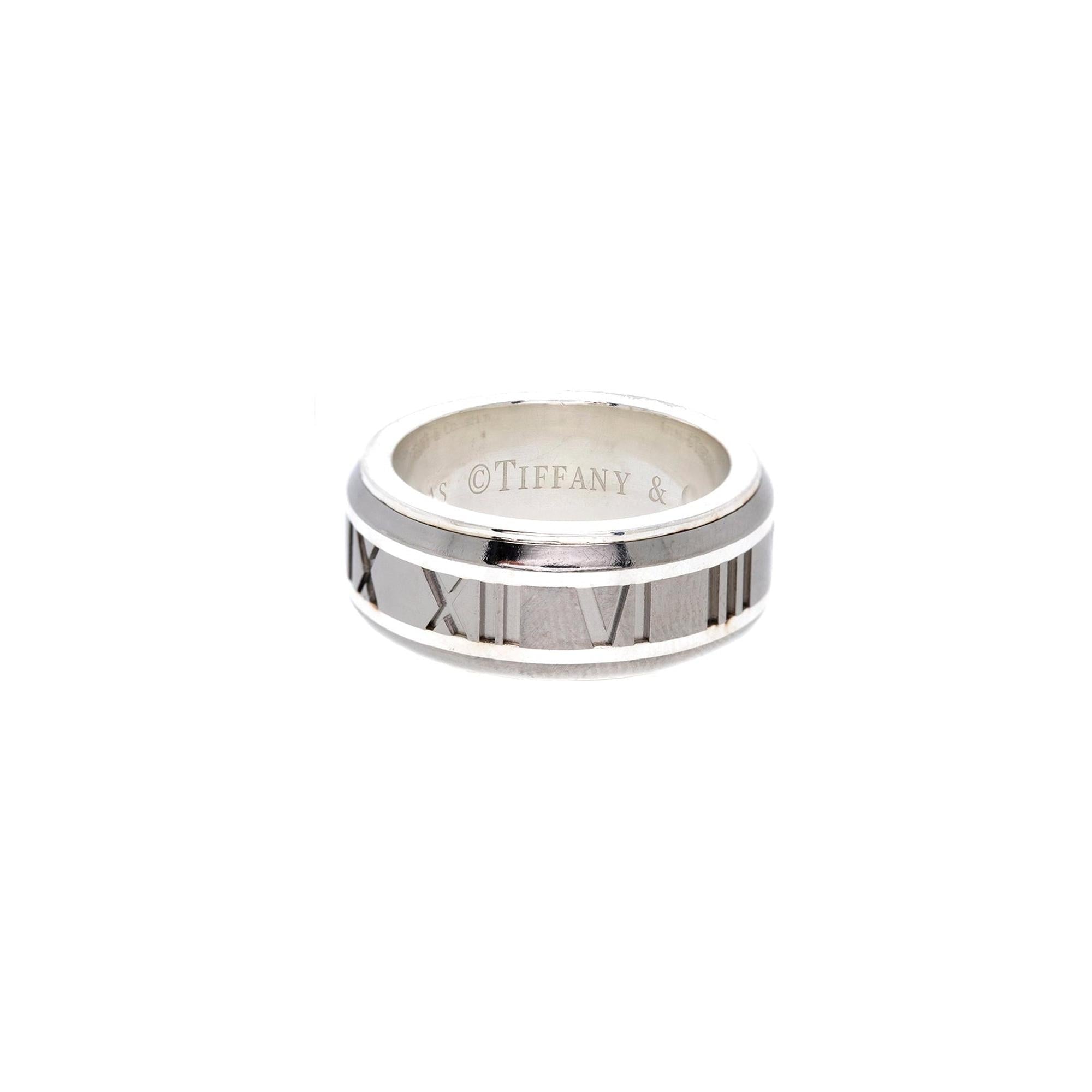 Tiffany & Co. Sterling Silver & Titanium Wide Atlas Band Ring